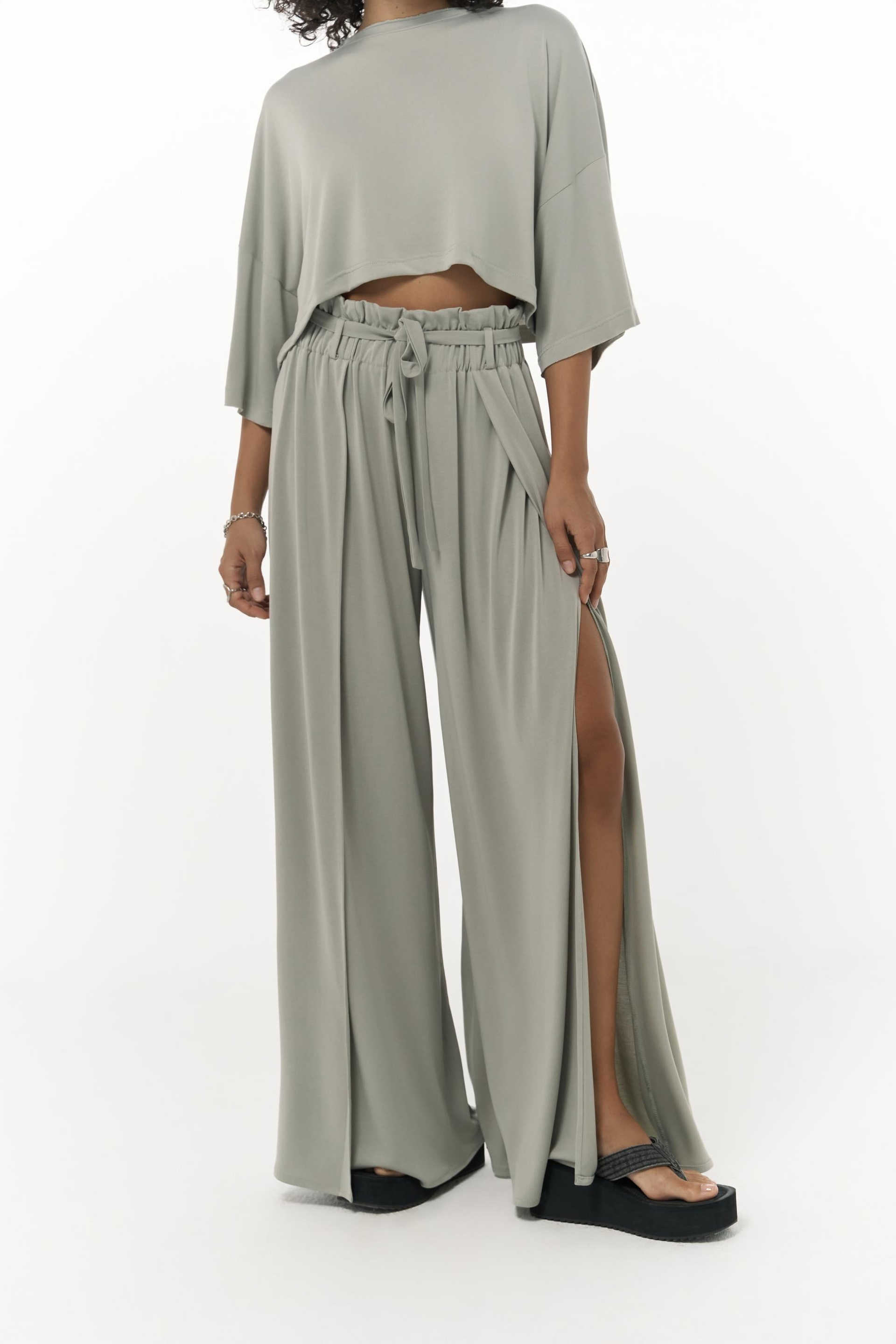 Nell Mint Crop T-Shirt Pantolon Takım