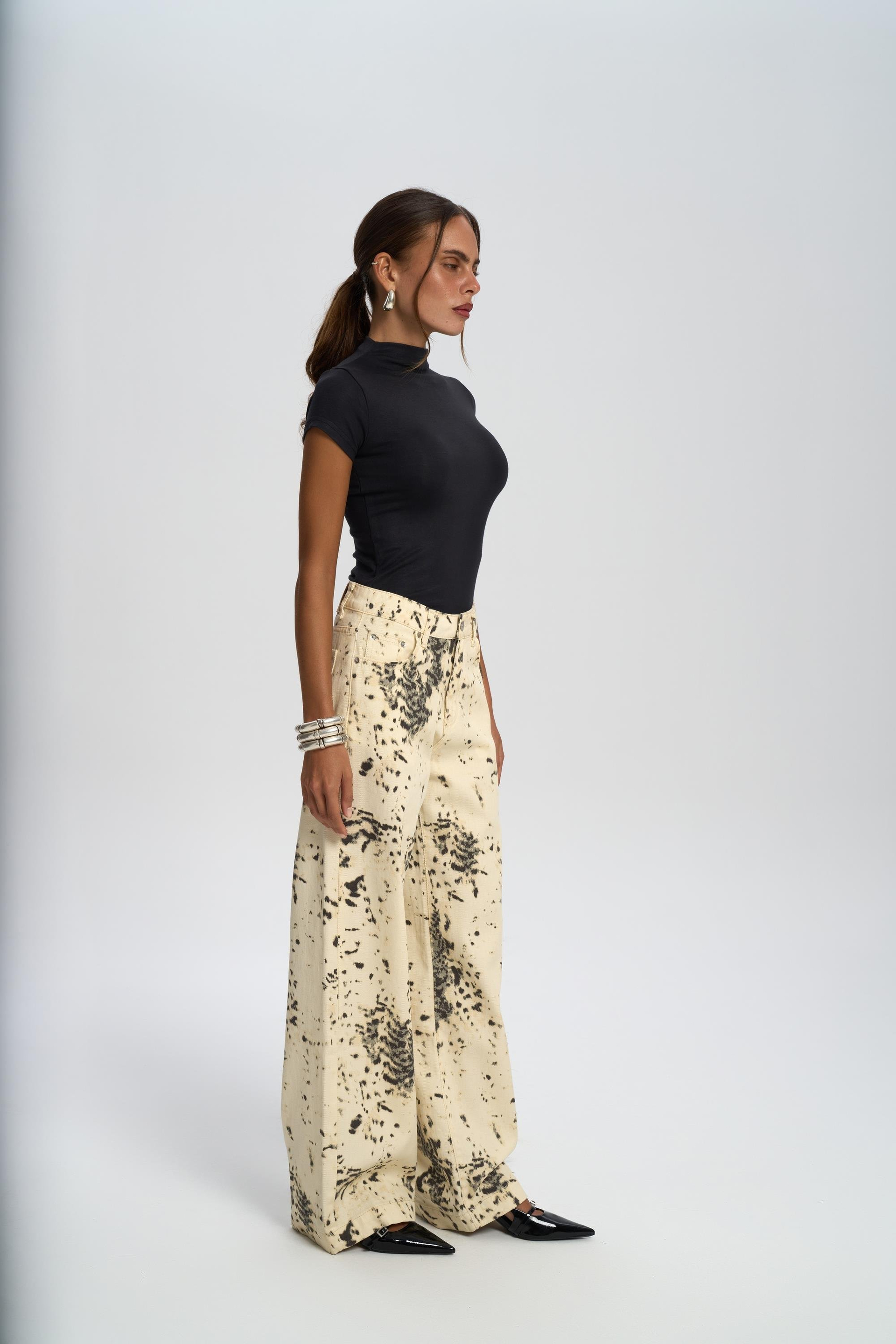 Nellore Patterned Beige Jean Pants