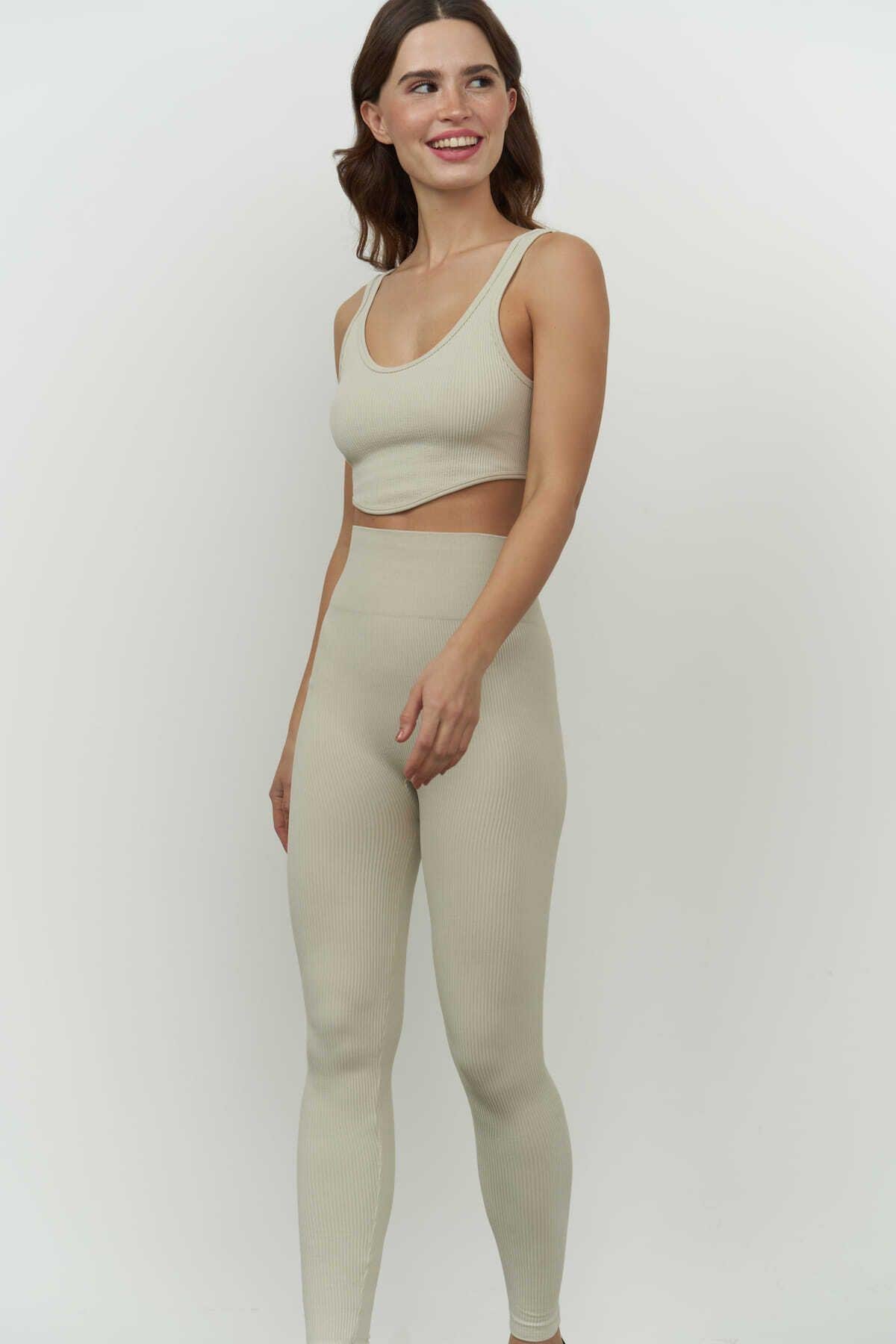 Mai Collection Niko Beige Corduroy Crop