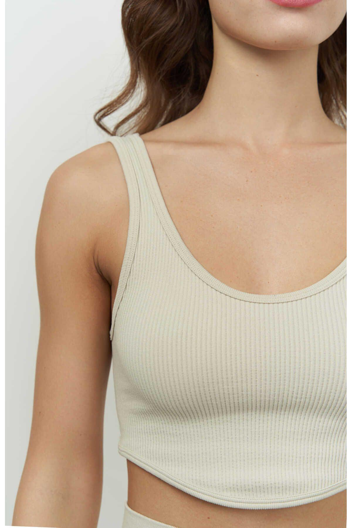 Mai Collection Niko Beige Corduroy Crop