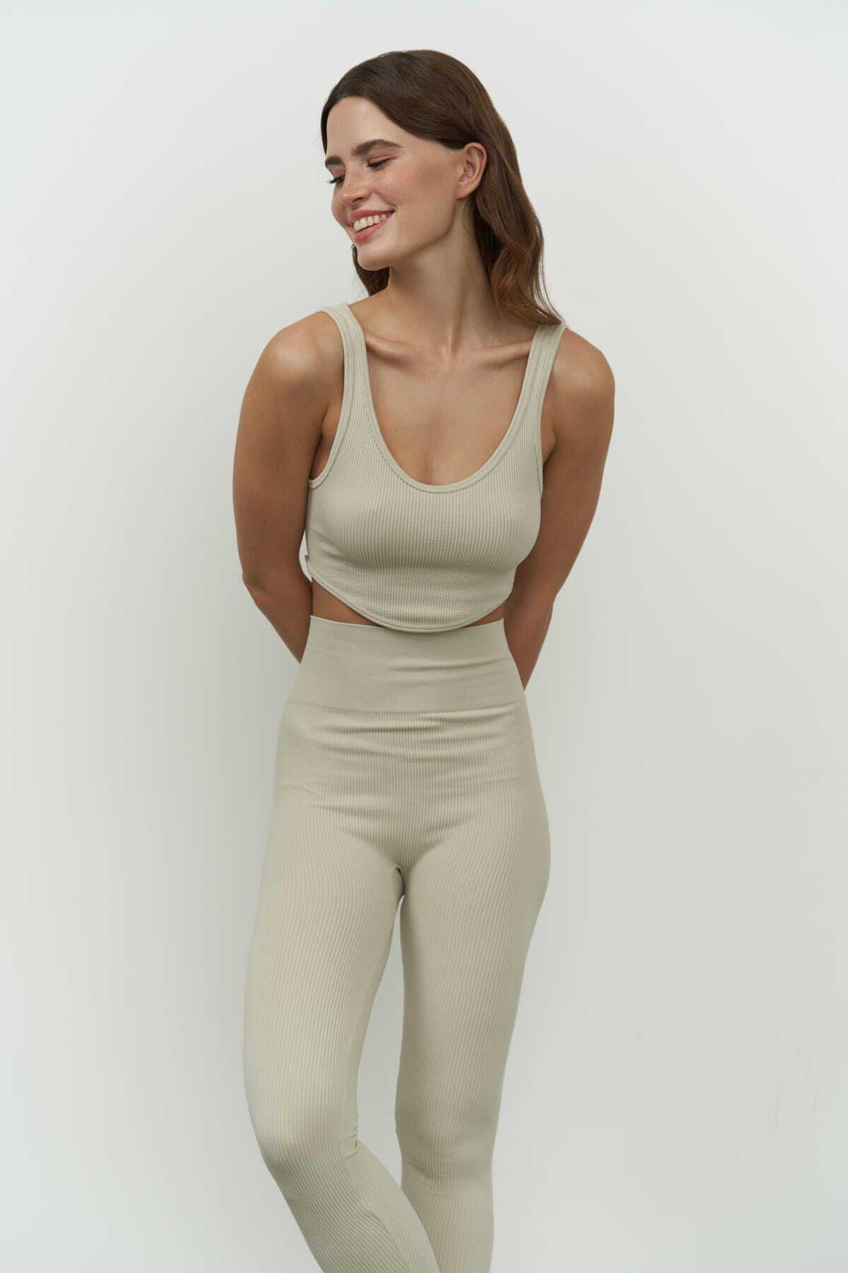 Mai Collection Niko Beige Corduroy Crop