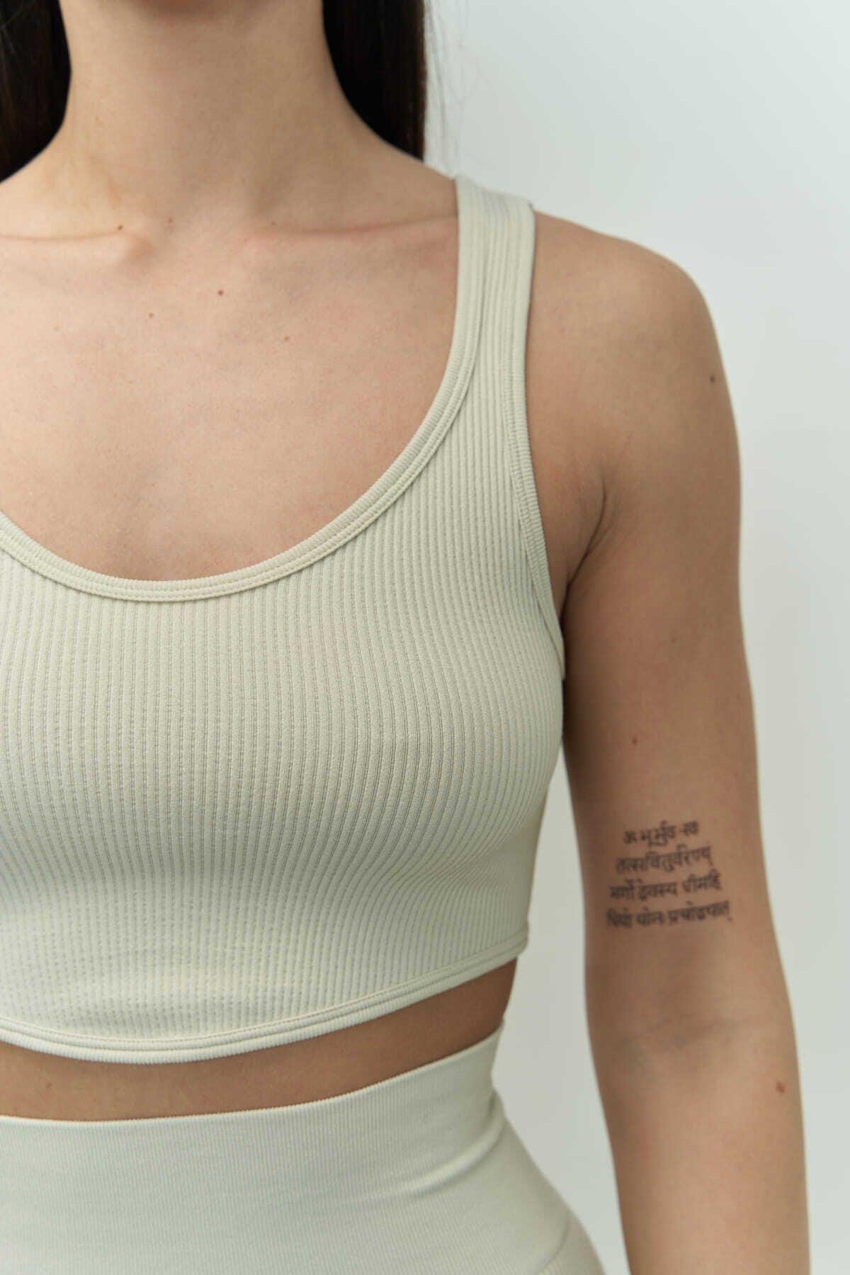 Mai Collection Niko Beige Corduroy Crop