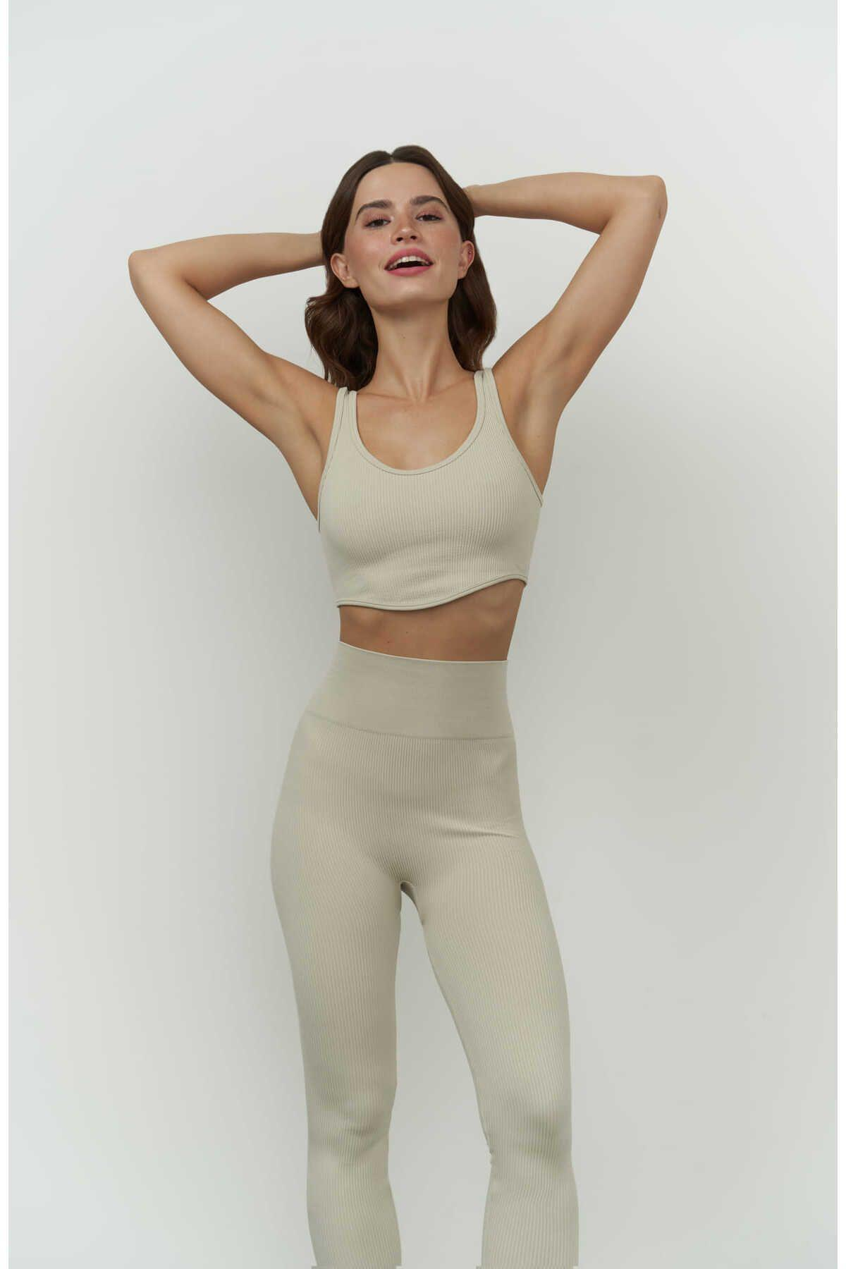 Mai Collection Niko Beige Corduroy Crop