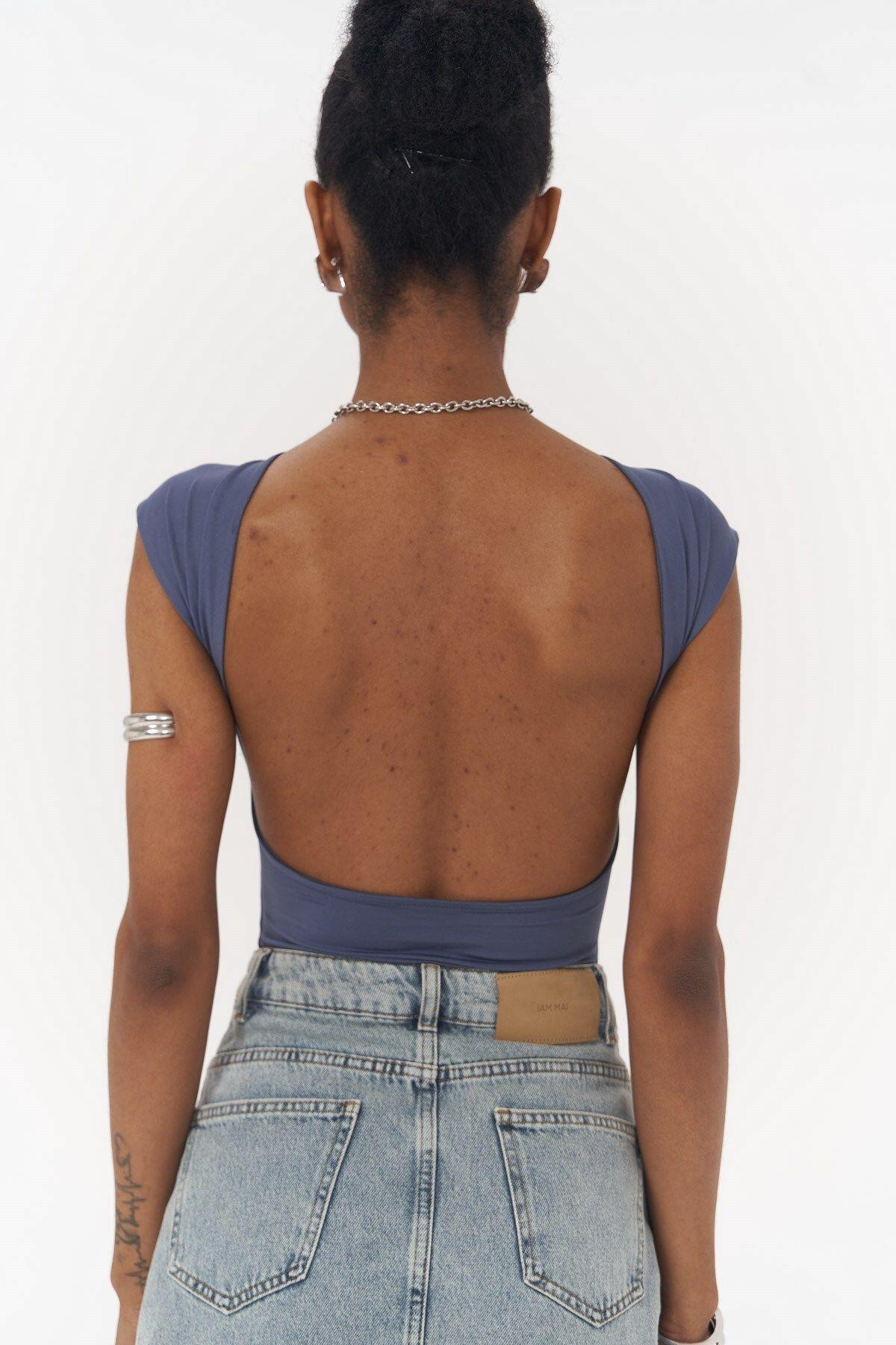 Nives İndigo Crop with Open Back