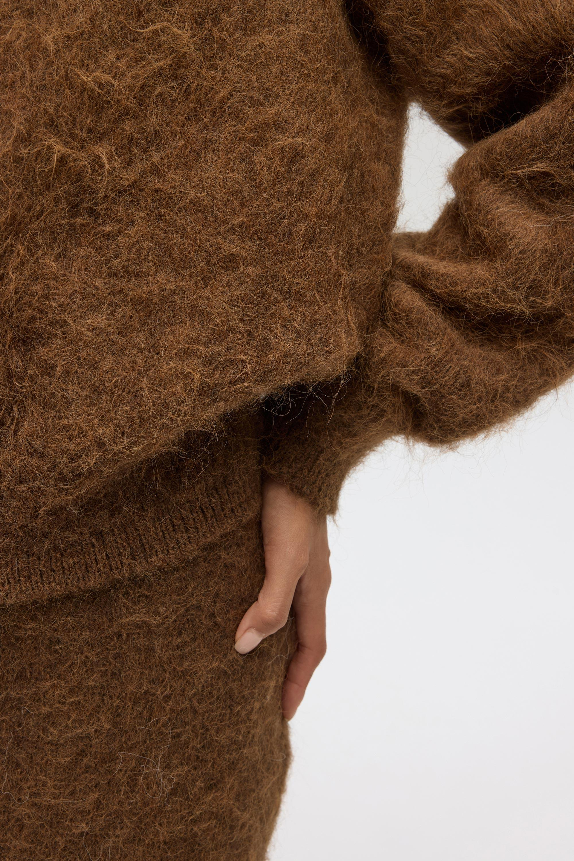 Nivra Açık Kahve Uzun Triko Etek