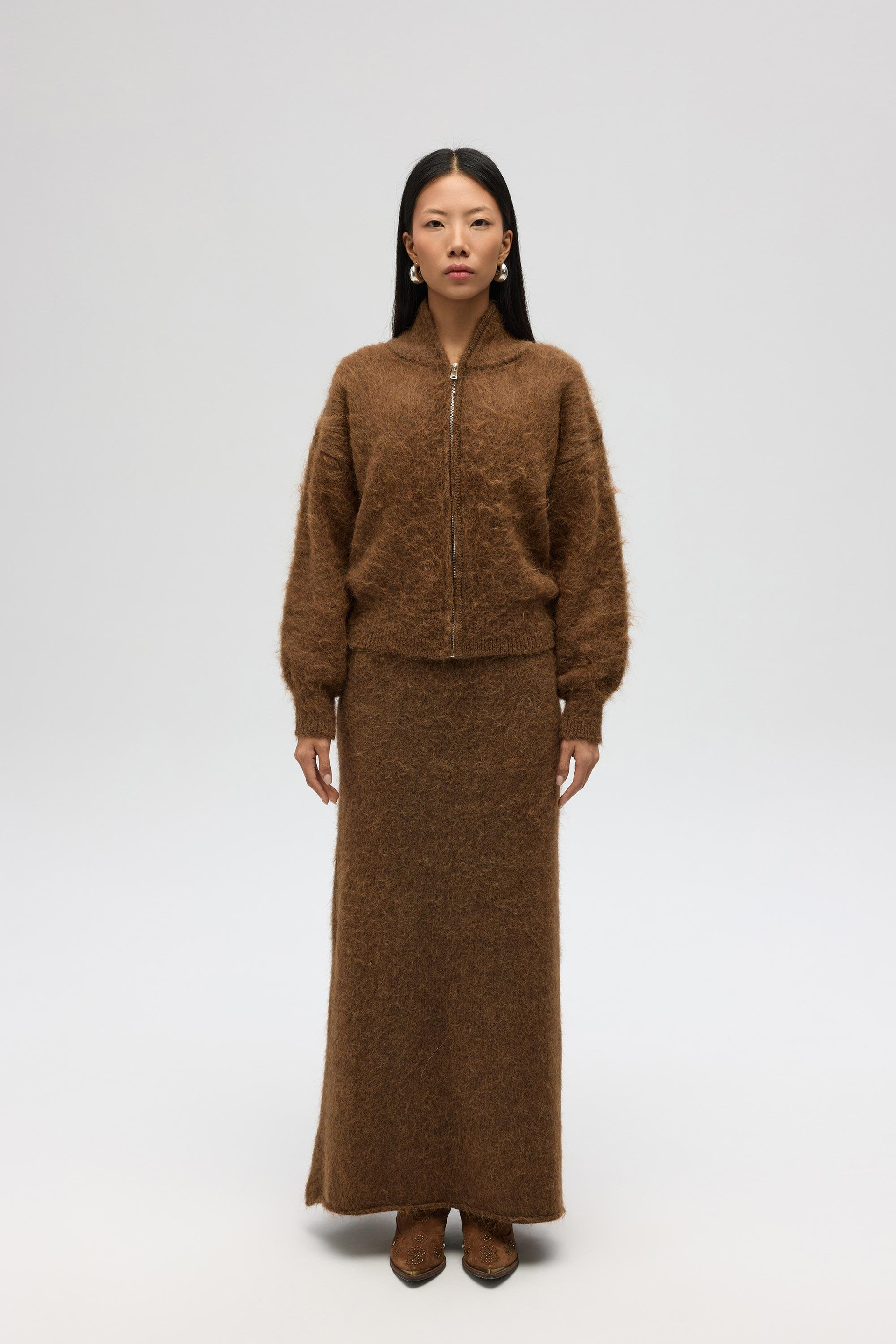 Nivra Açık Kahve Uzun Triko Etek