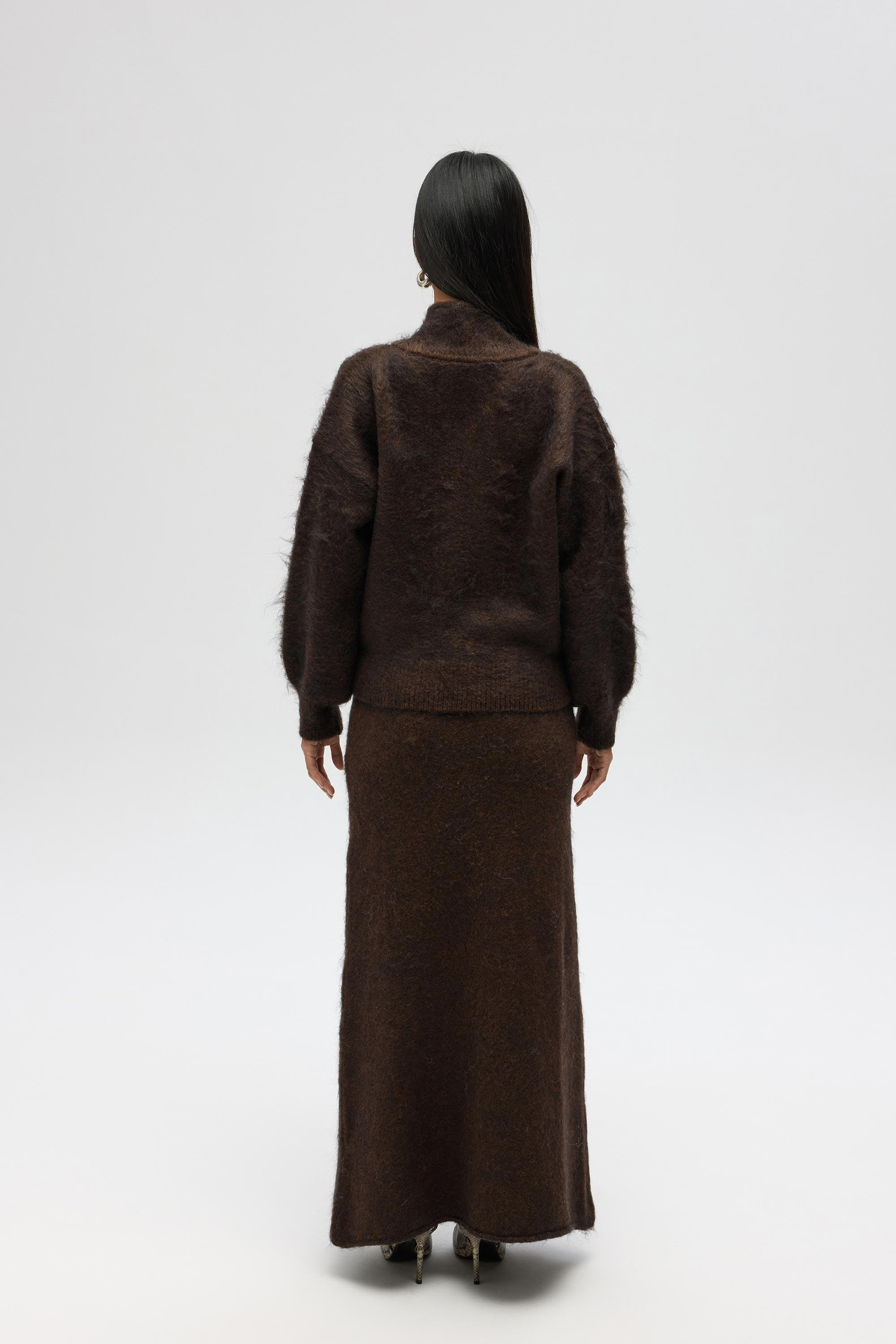 Nivra Kahve Uzun Triko Etek