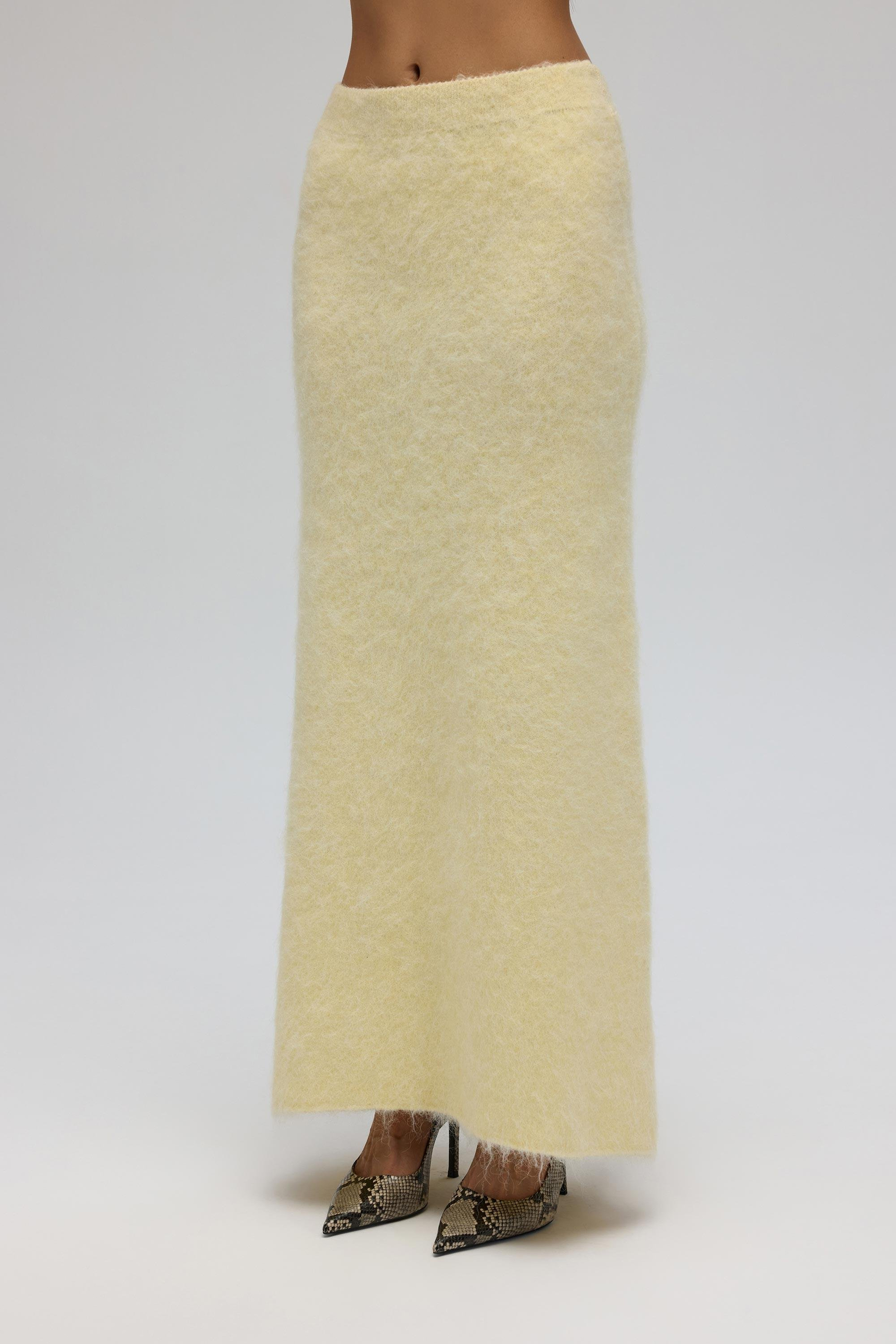 Nivra Sarı Uzun Triko Etek
