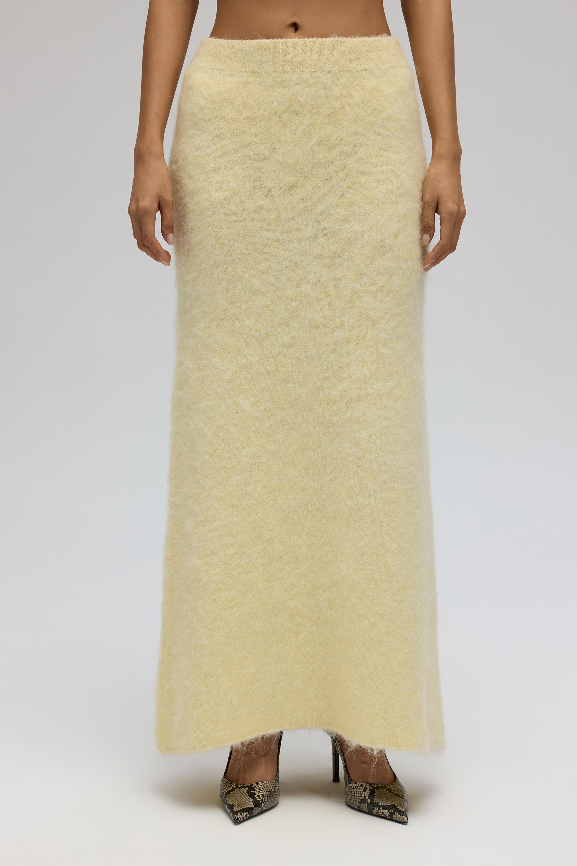 Nivra Sarı Uzun Triko Etek