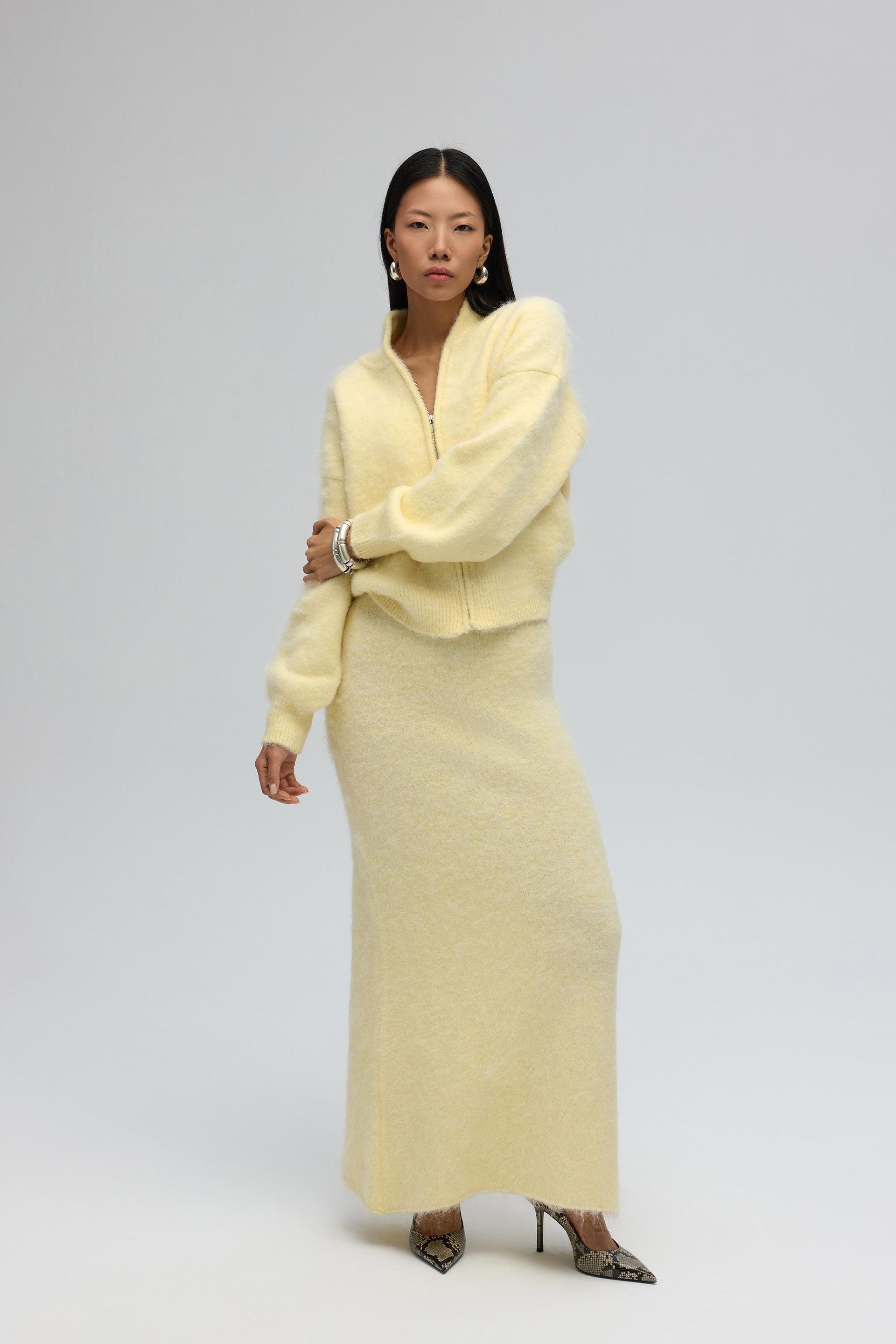 Nivra Sarı Uzun Triko Etek