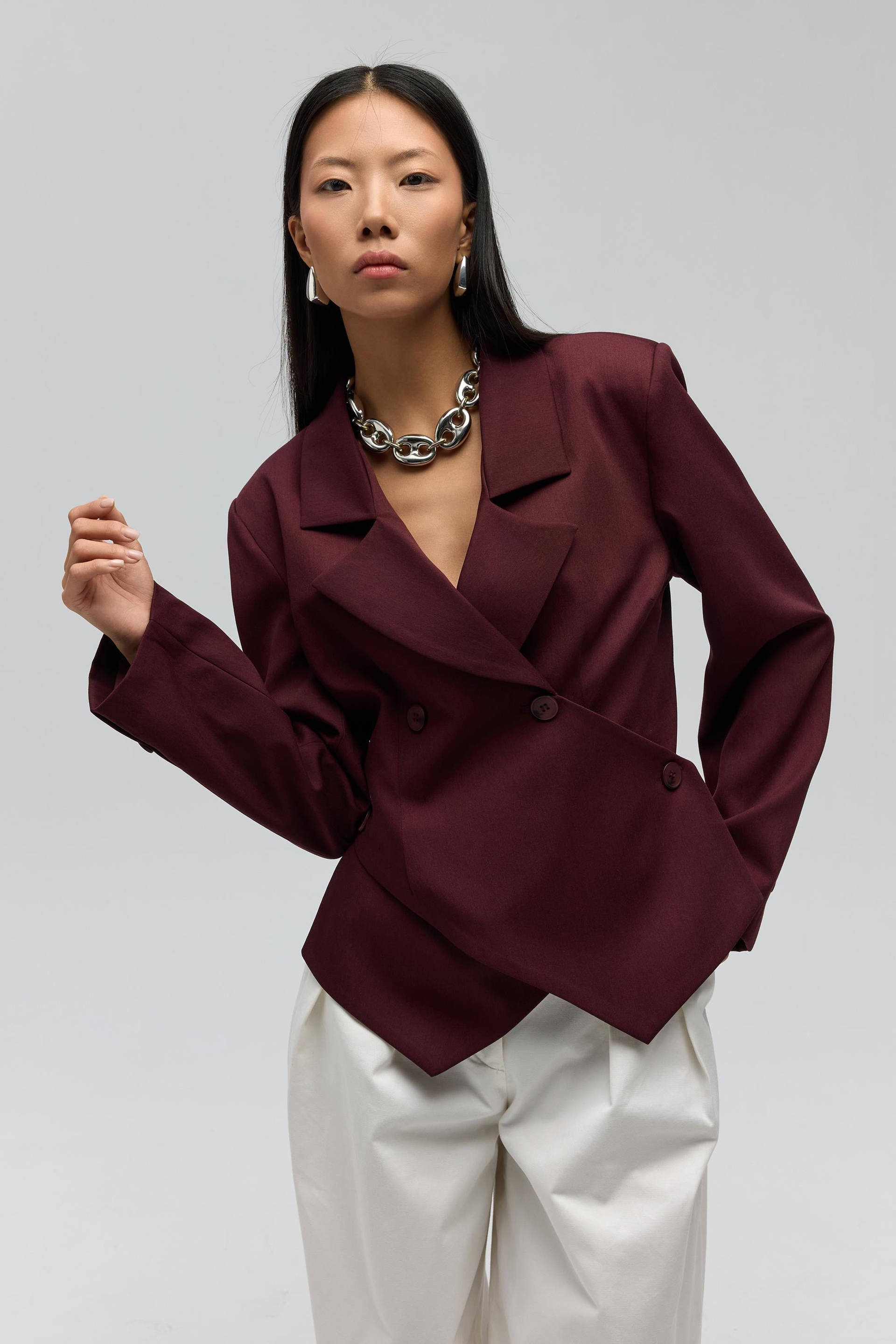 Norbury Triangle Detail Burgundy Blazer