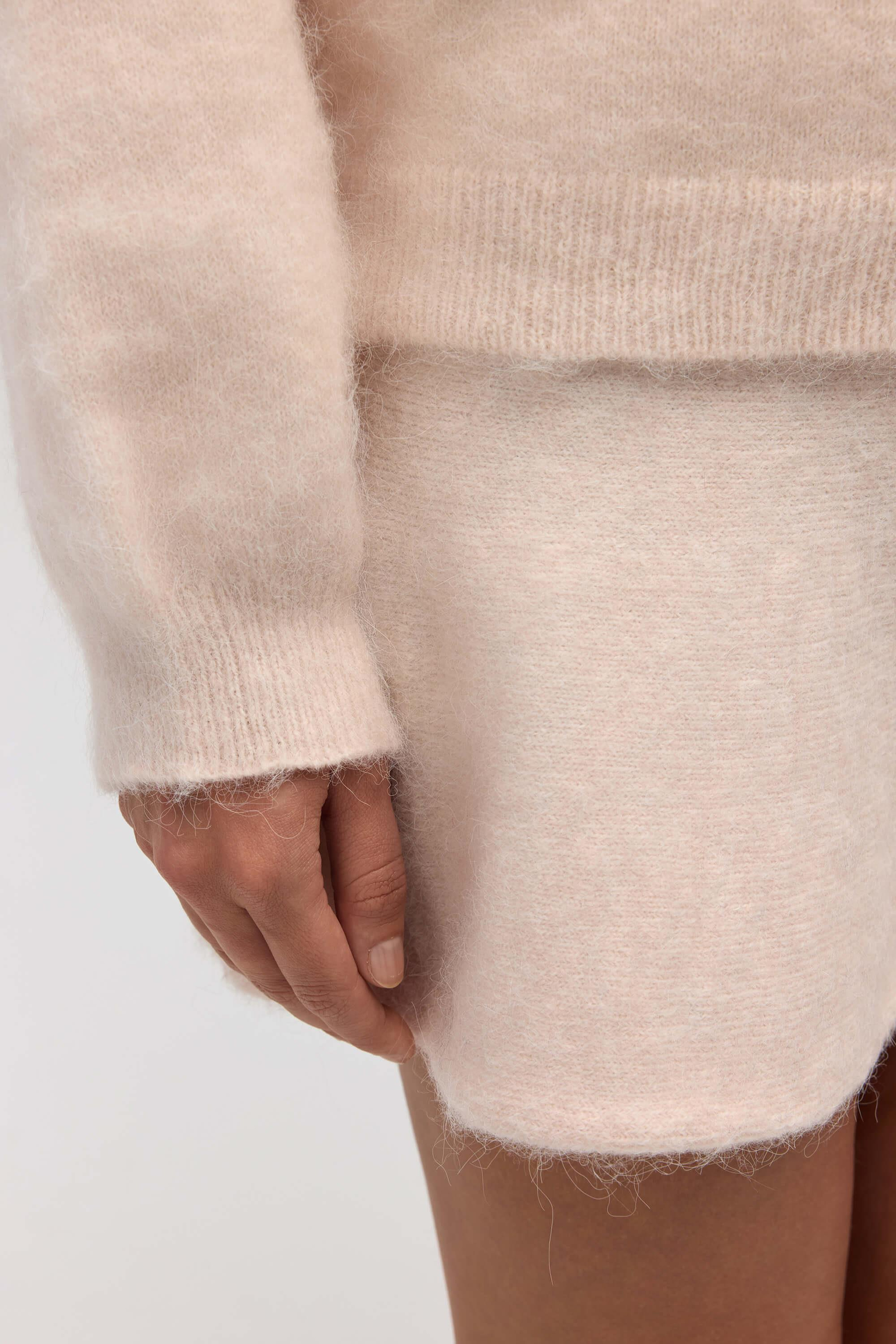 Nordis Volanlı Triko Mini Etek - PEMBE