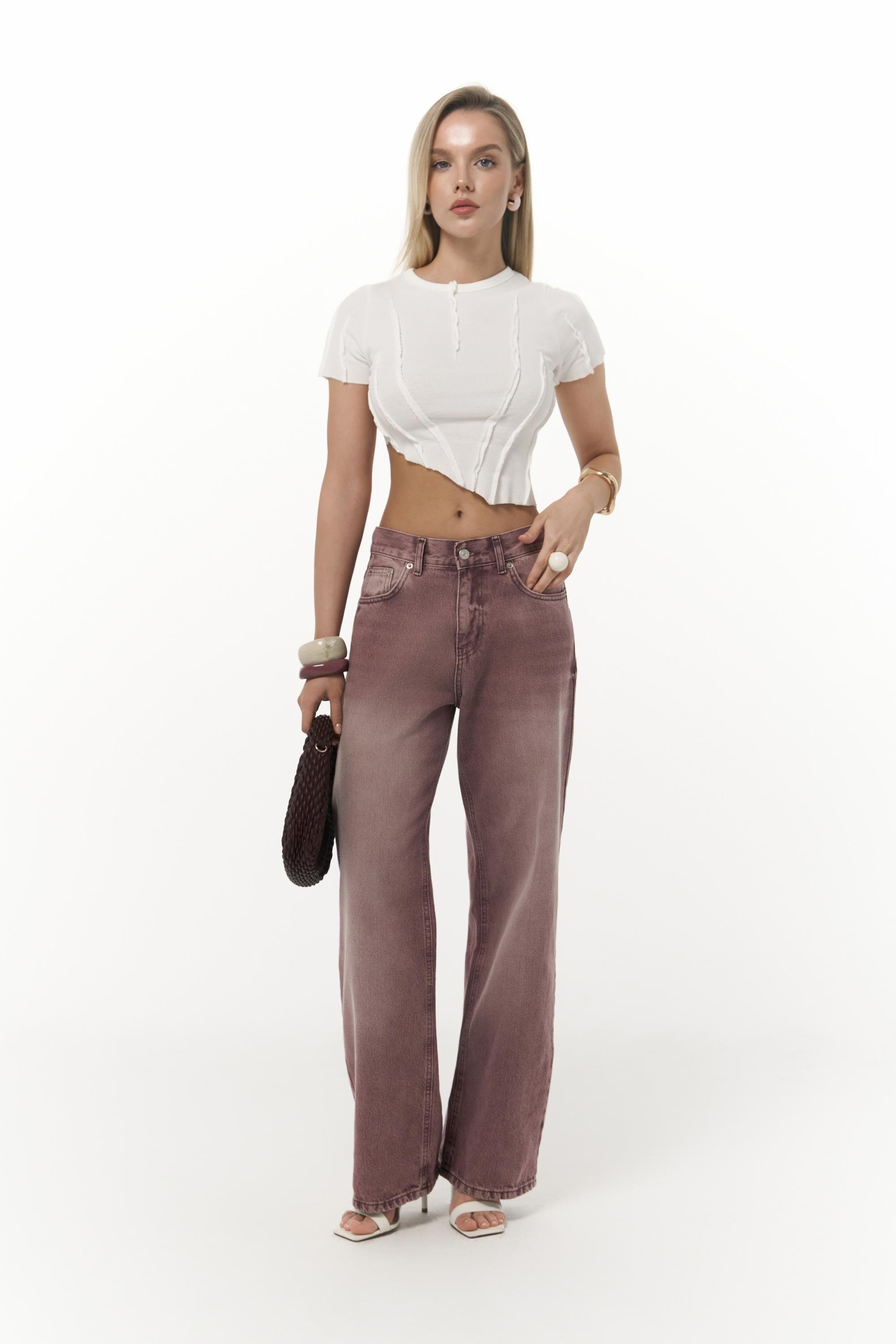 Norris Asimetrik Ekru Crop