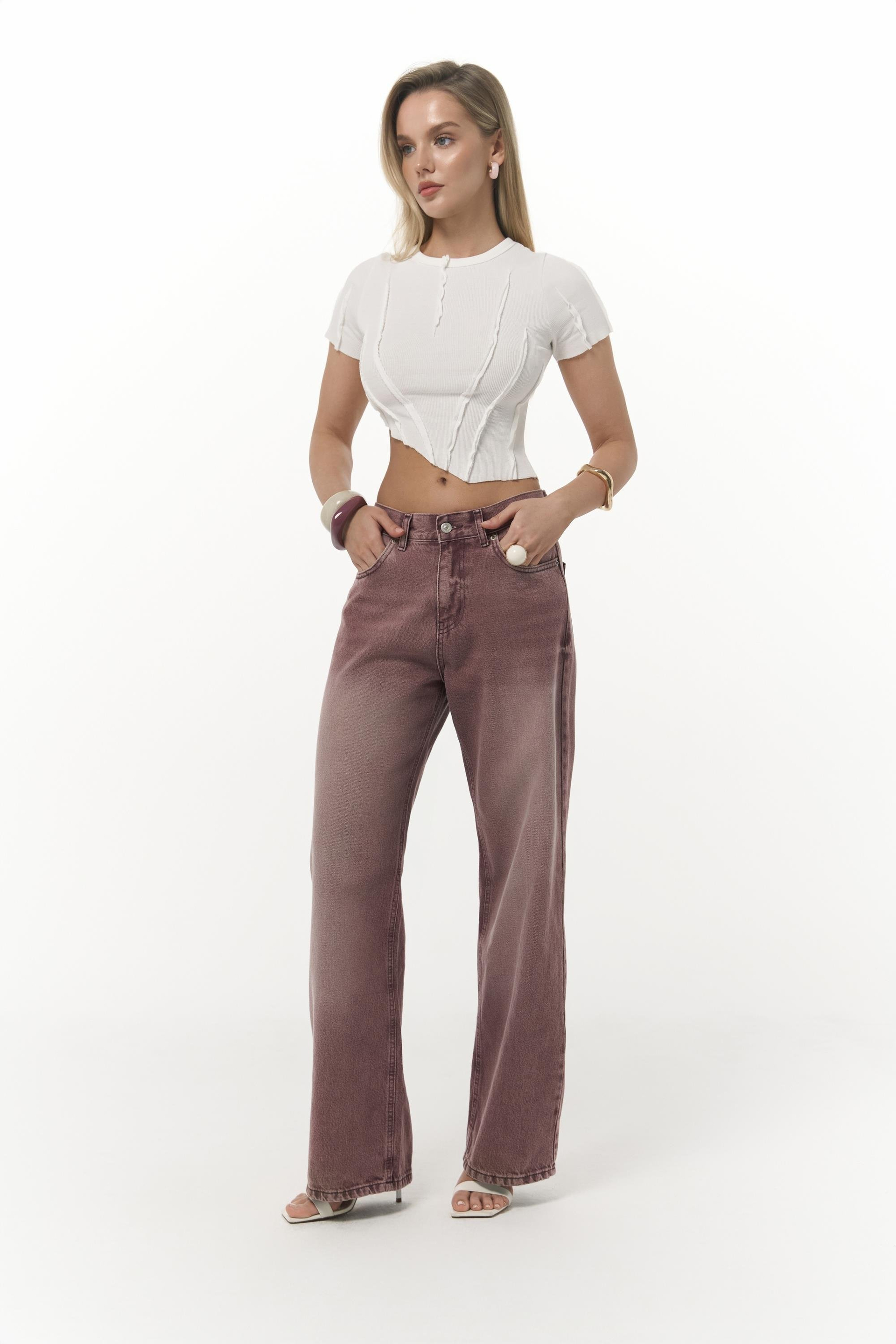 Norris Asimetrik Ekru Crop