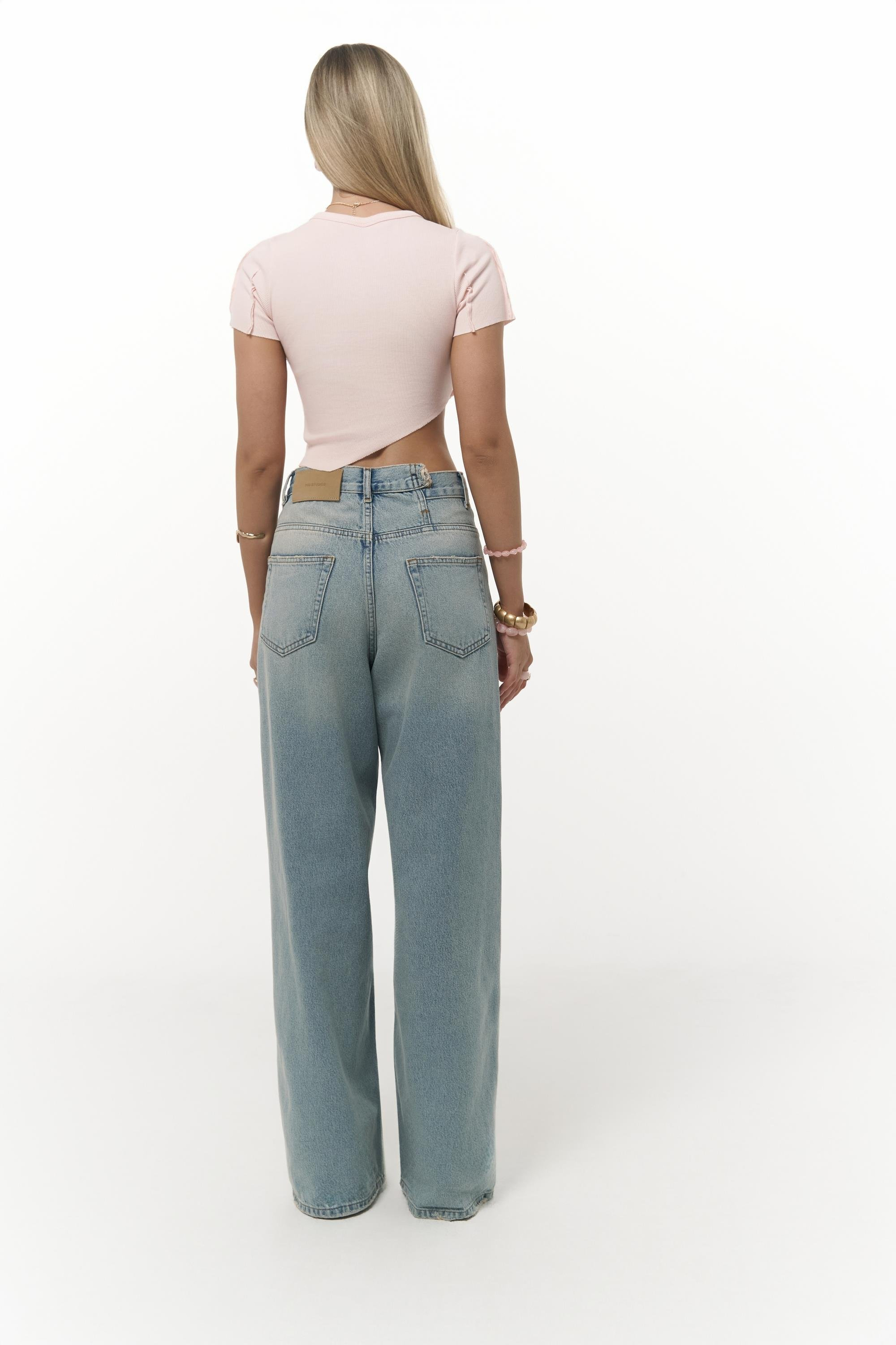 Norris Asimetrik Pembe Crop