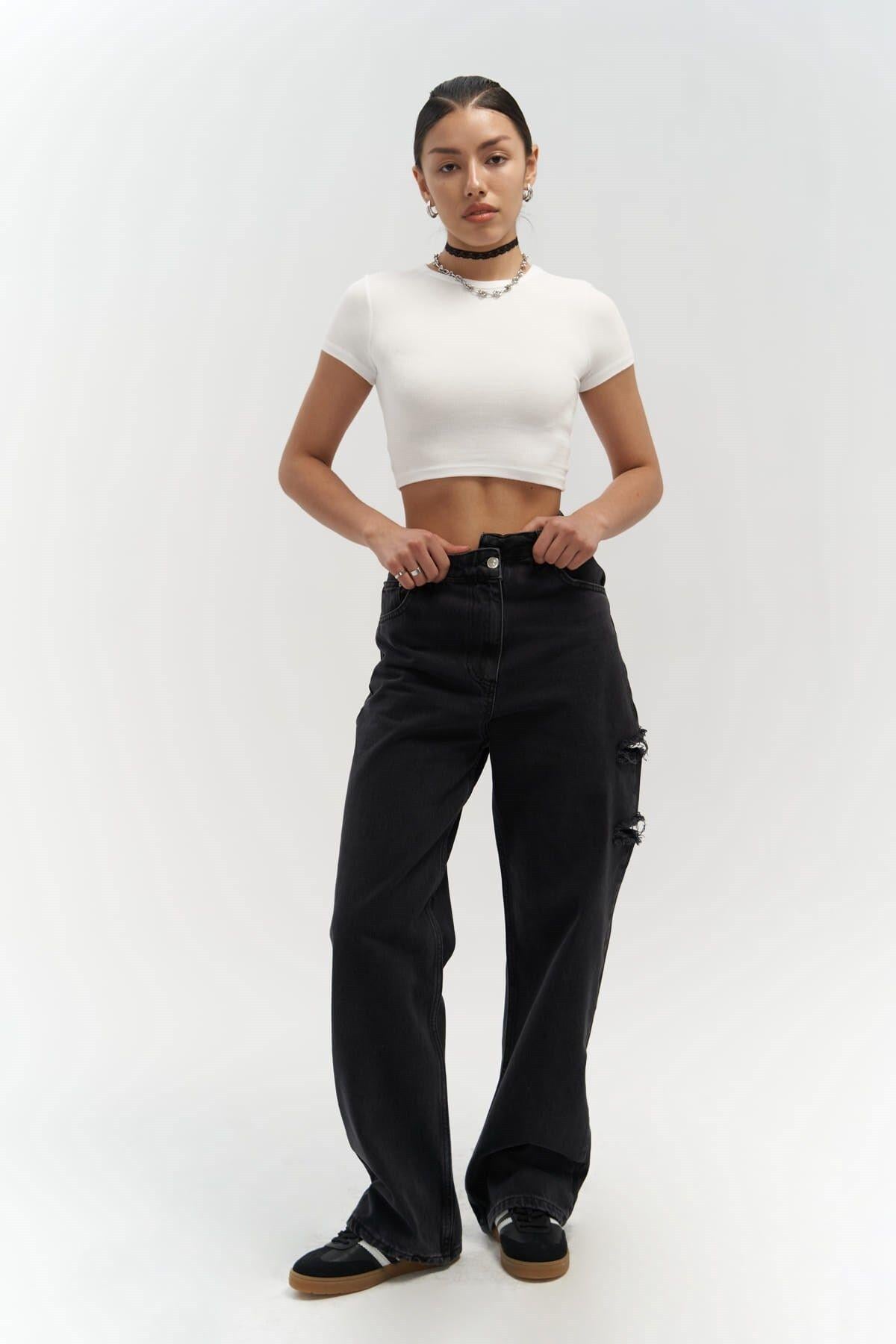 Mai Collection North Double-Ripped Black Jeans