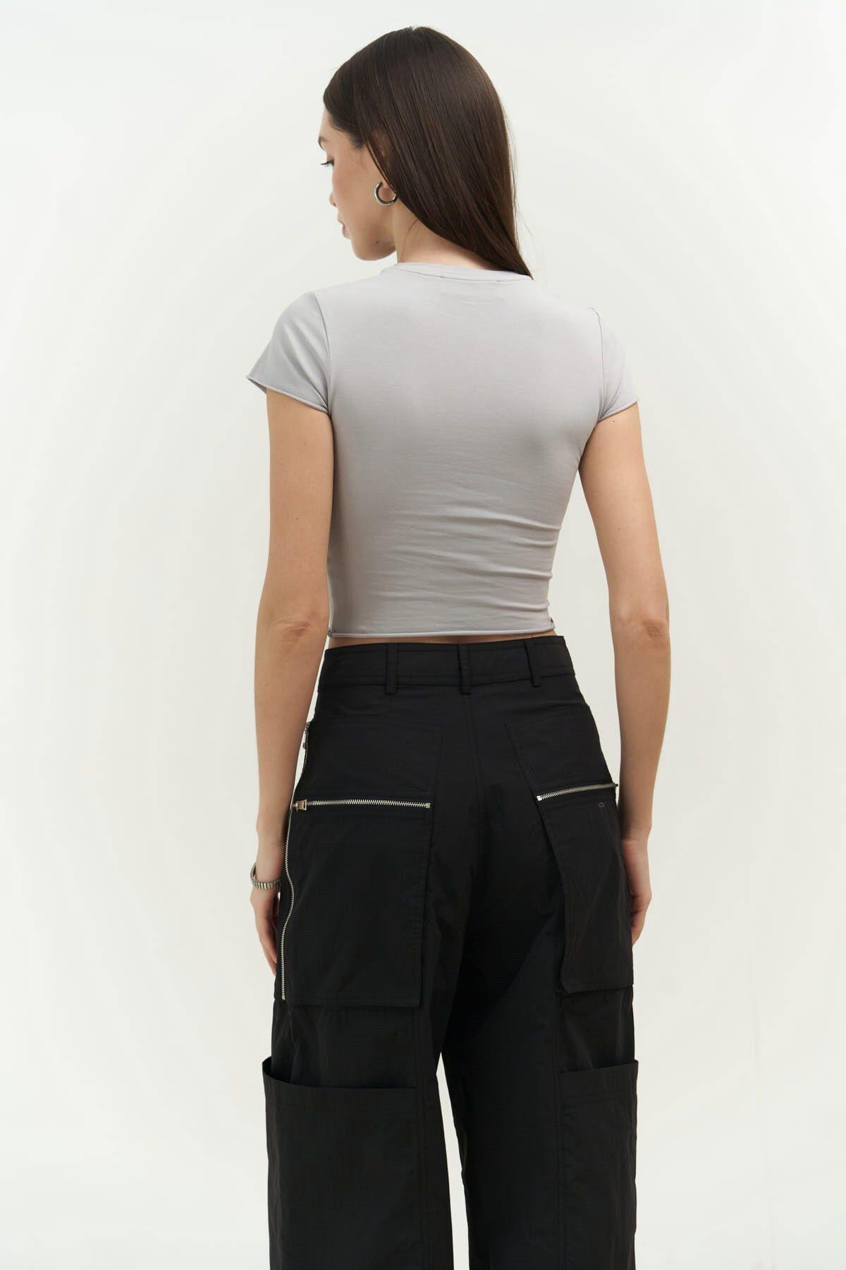 Now Or Never Gri Penye Crop
