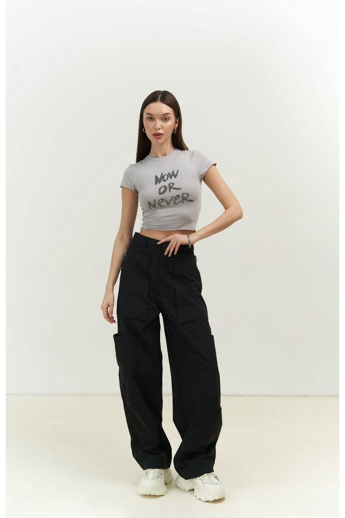 Now Or Never Gri Penye Crop