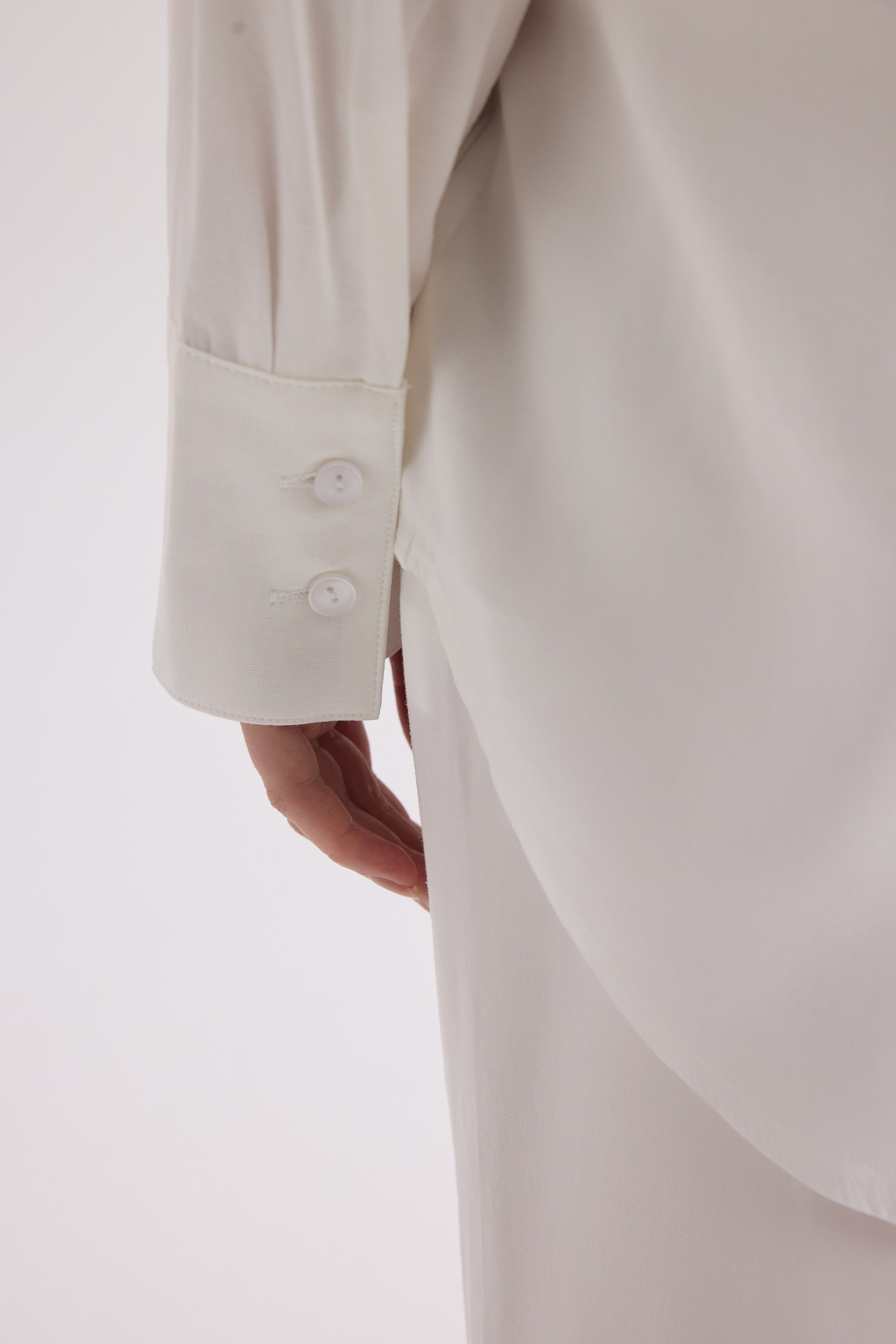 Nunzia Back Detail Ecru Oversized Shirt Pants Set