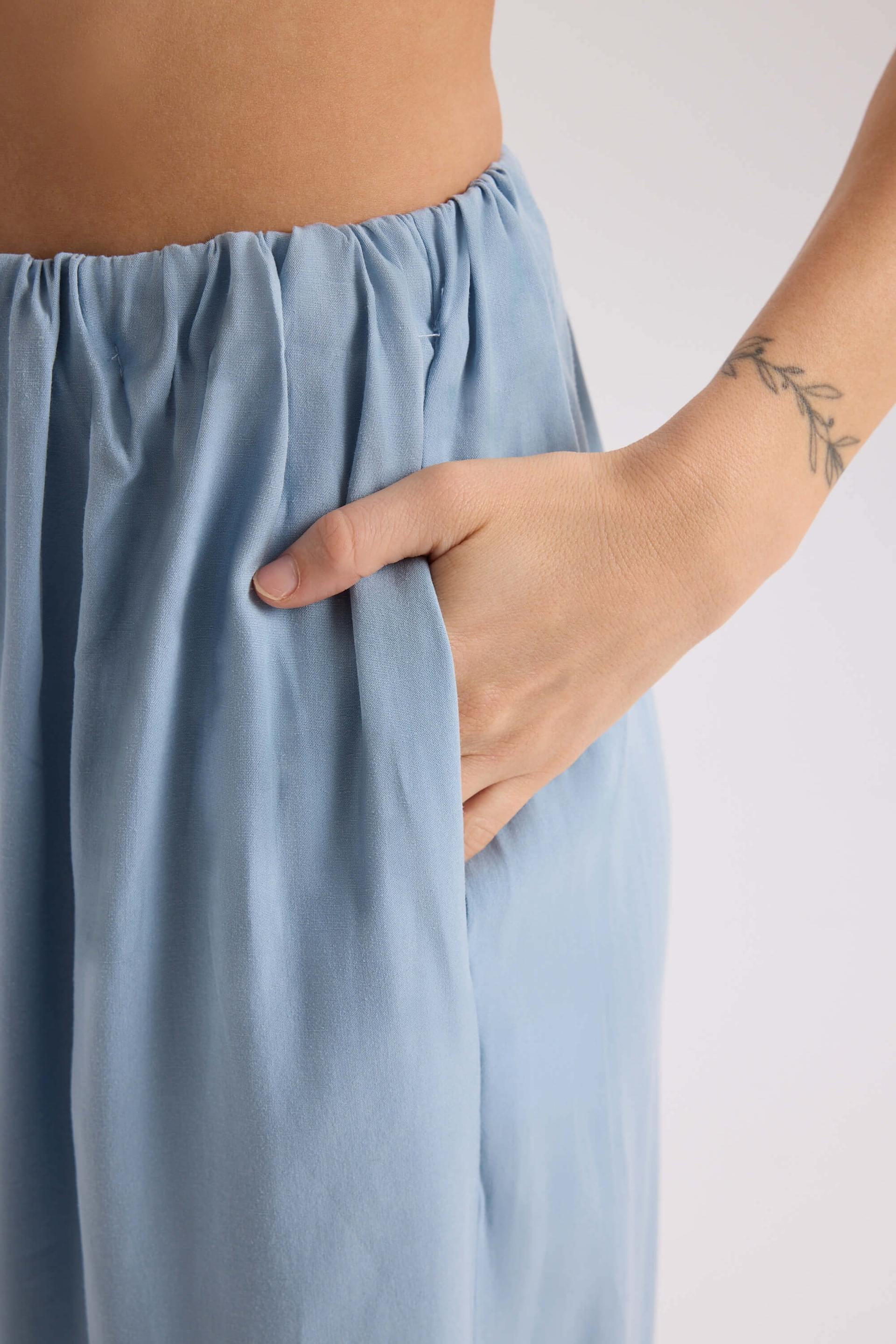 Nunzia Back Detail Blue Oversized Shirt Pants Set