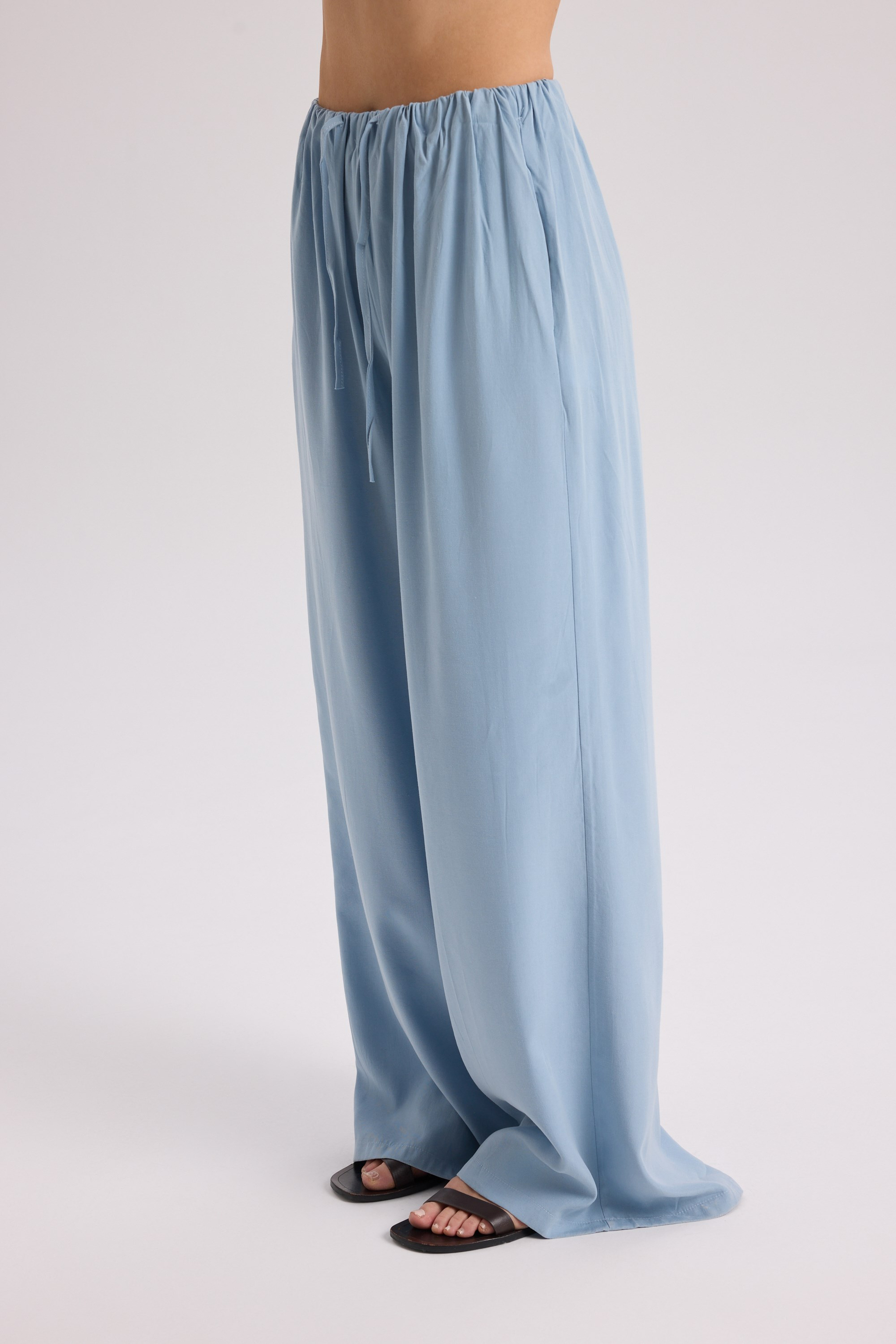 Nunzia Back Detail Blue Oversized Shirt Pants Set