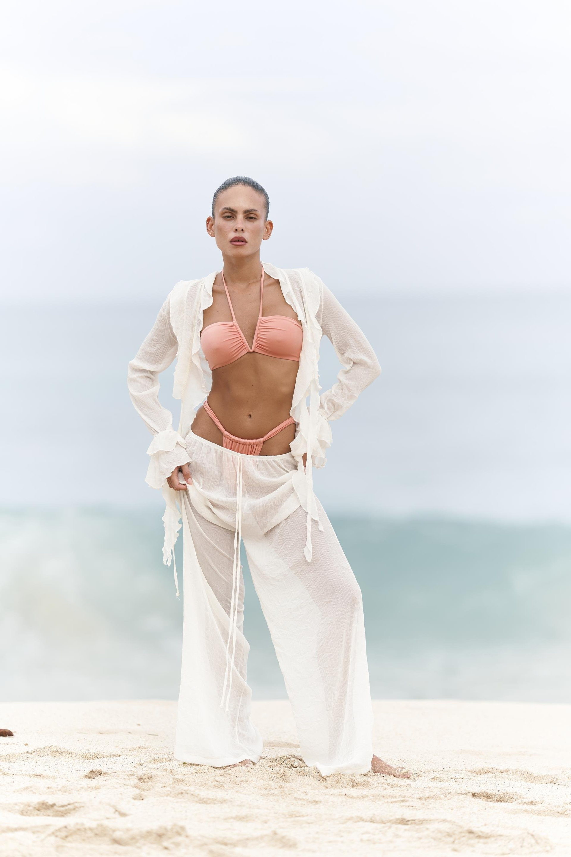 Olivia Ekru Gömlek Pantolon Takım