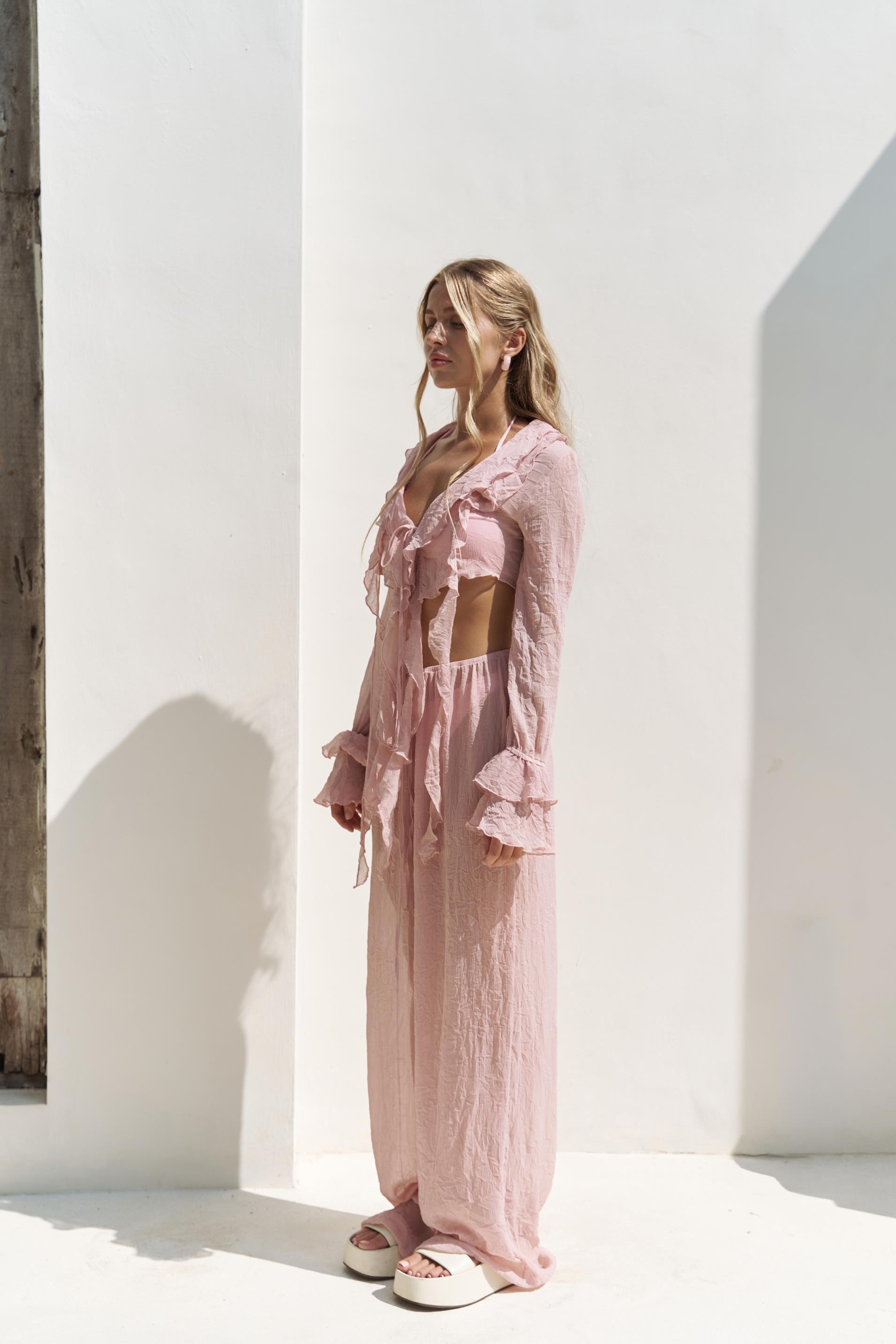 Olivia Pembe Gömlek Pantolon Takım