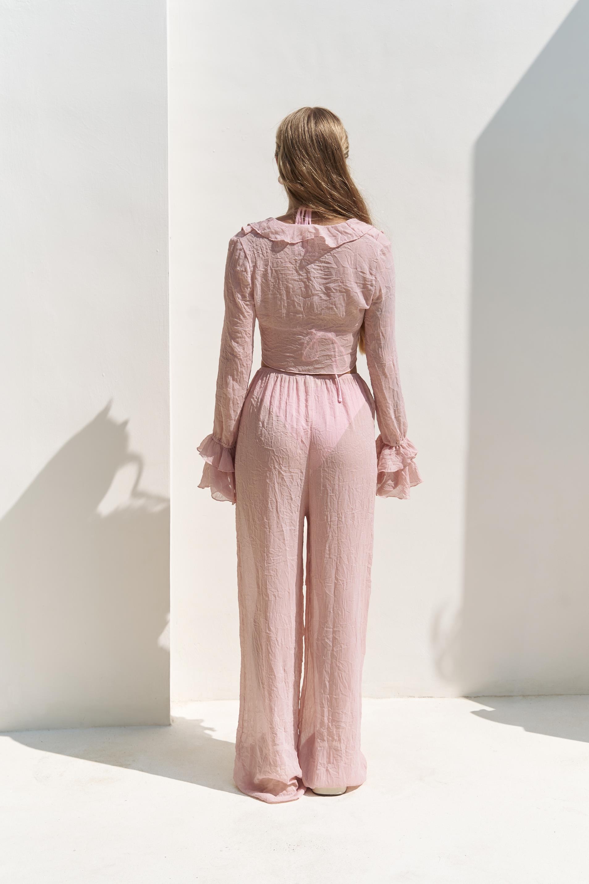 Olivia Pembe Gömlek Pantolon Takım