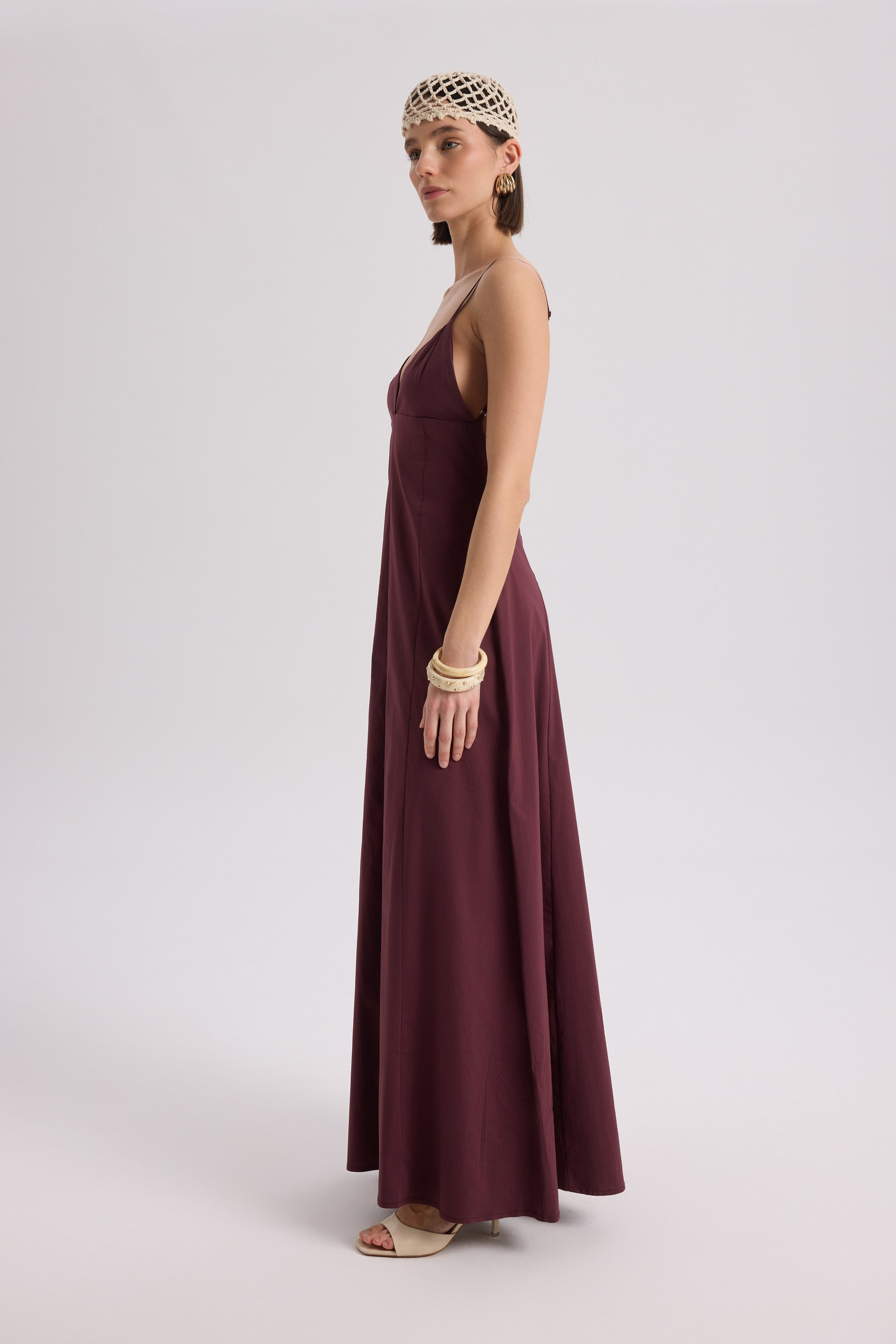 Onella Printed Burgundy Maxi Dress