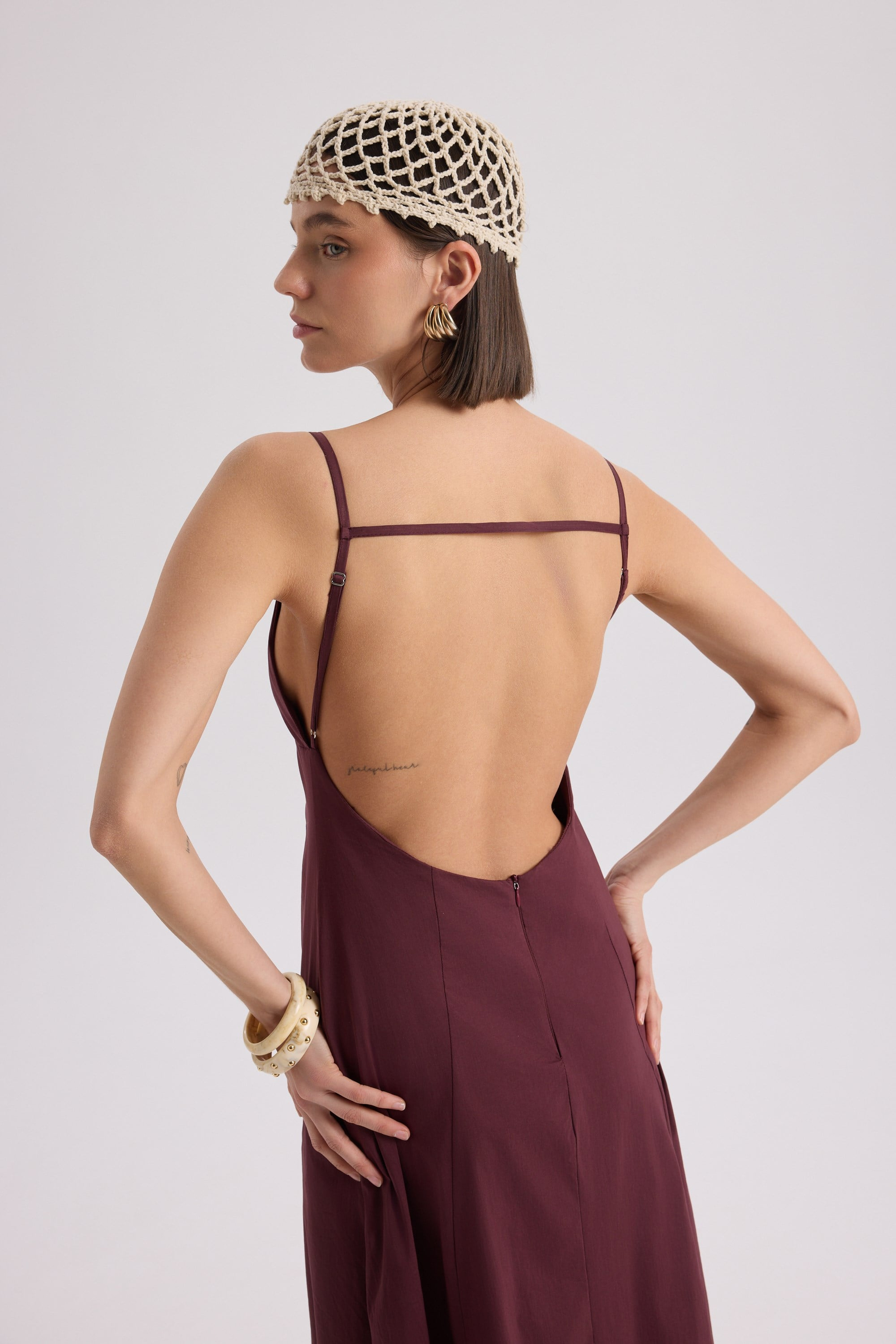 Onella Printed Burgundy Maxi Dress