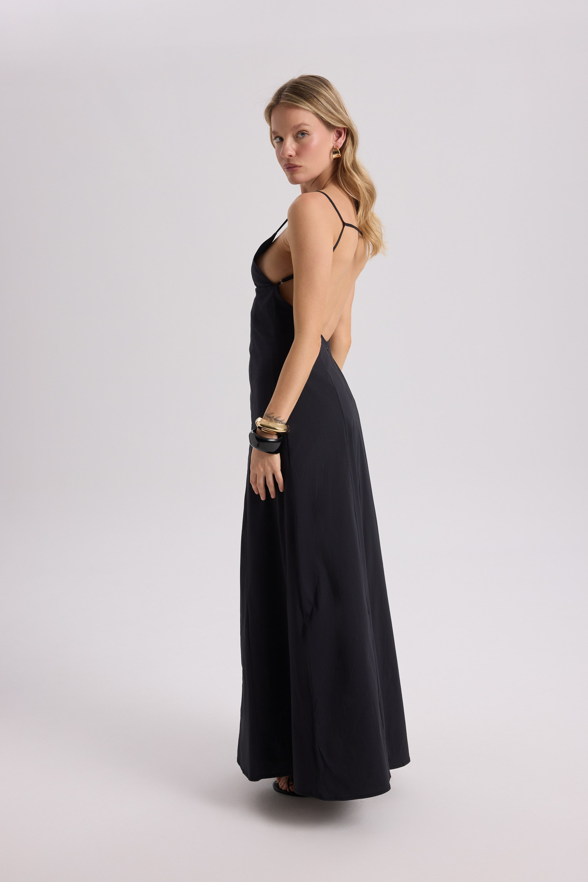 Onella Printed Black Maxi Dress