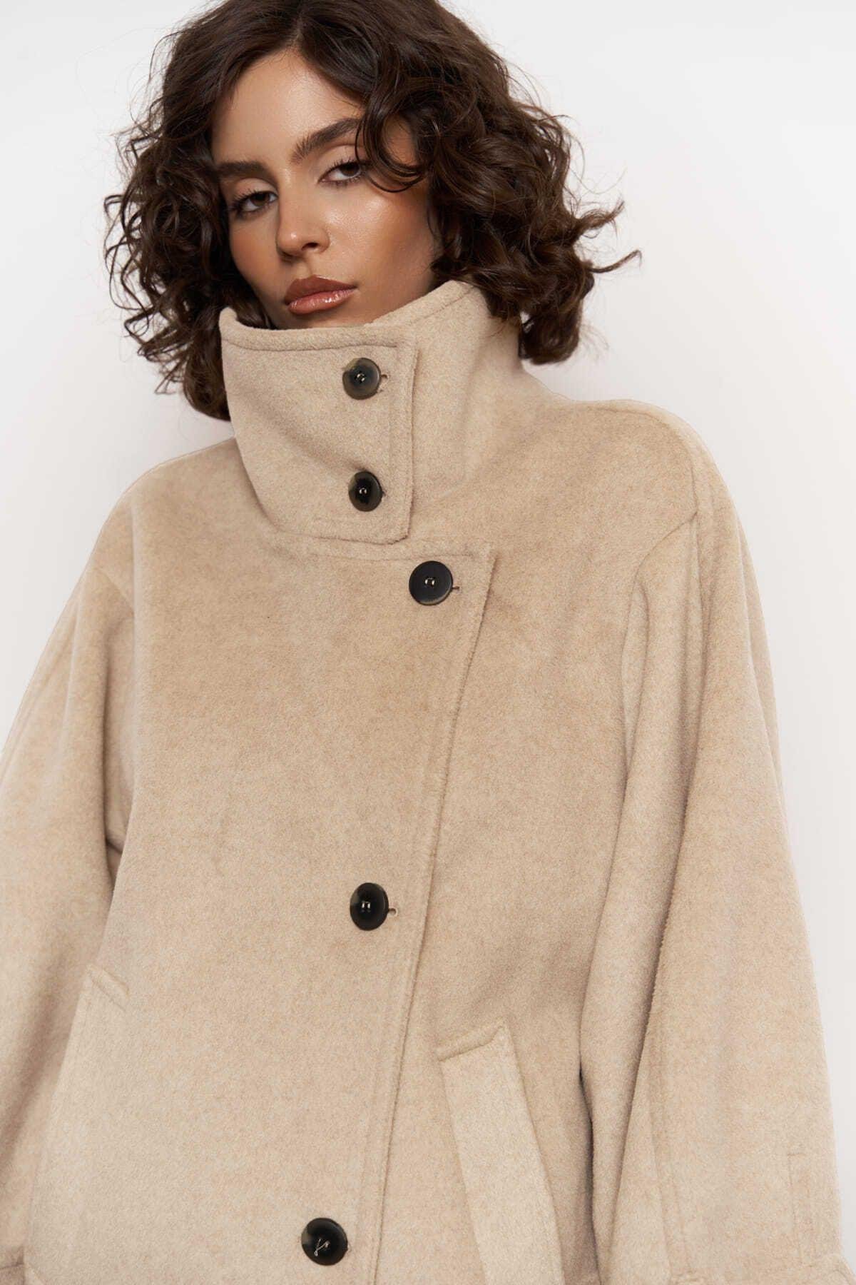 Onyx Taupe Kaşe Kaban