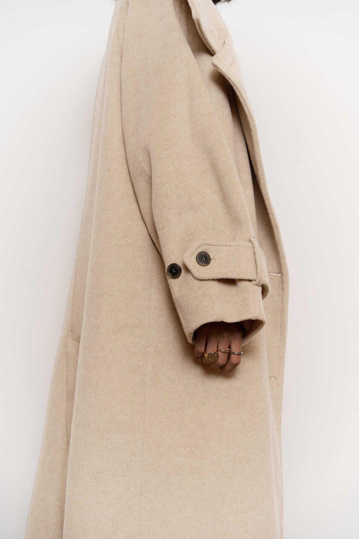 Onyx Taupe Kaşe Kaban