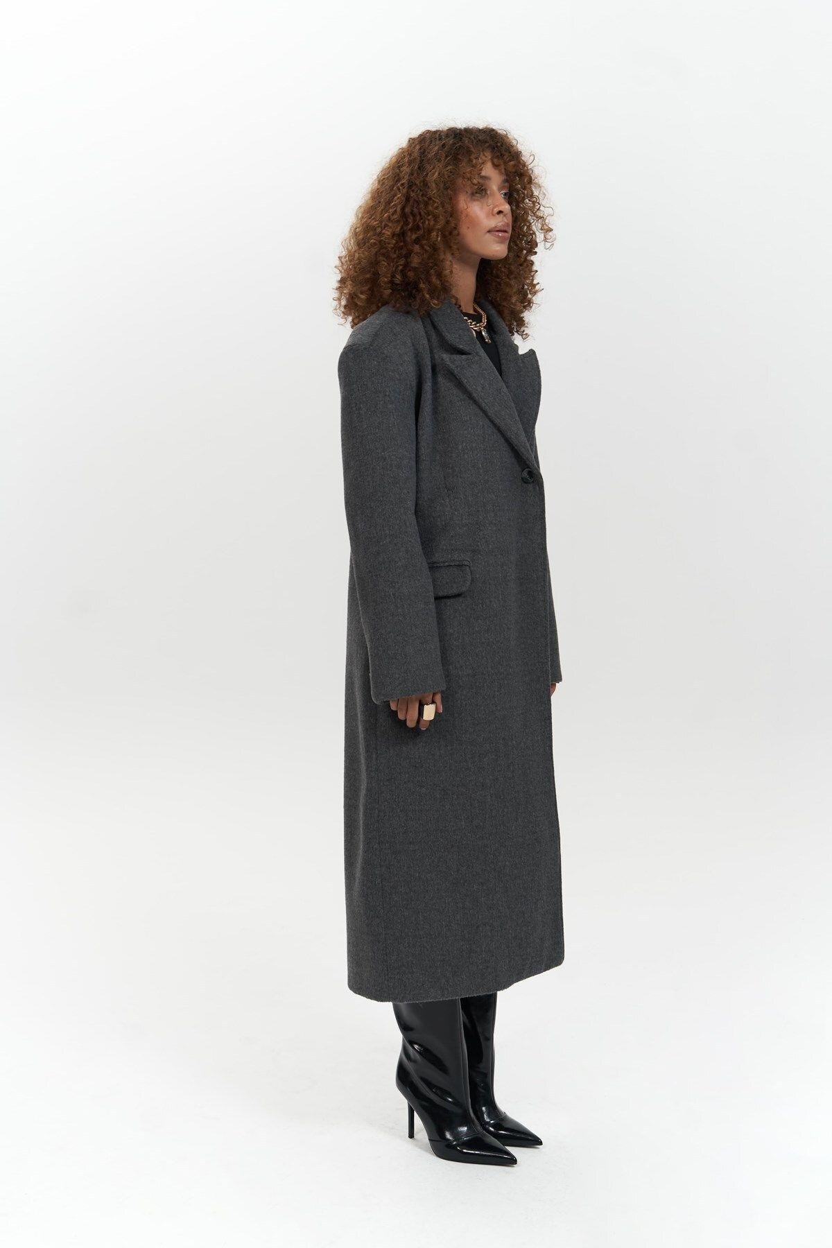Mai Collection Ophelia Anthracite Boyfriend Coat