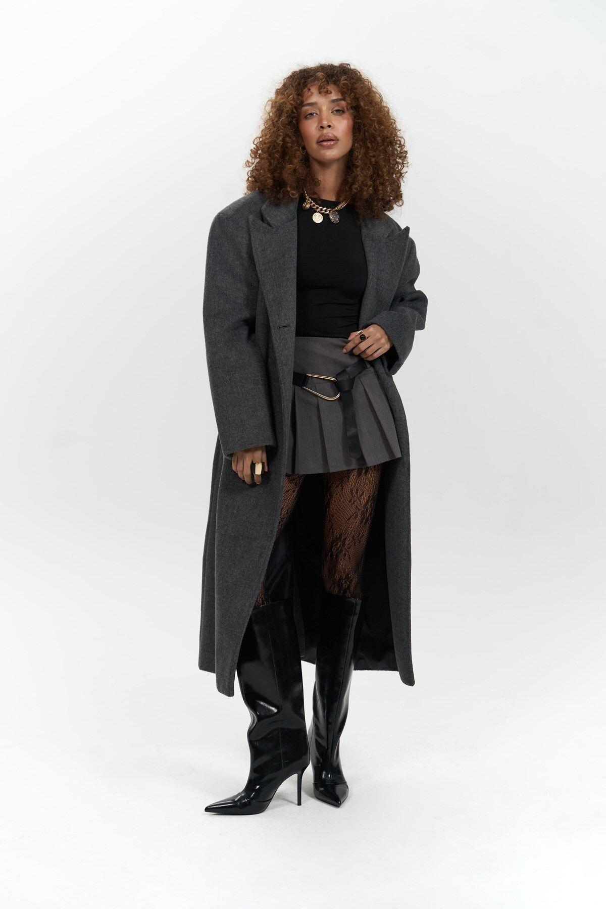 Mai Collection Ophelia Anthracite Boyfriend Coat