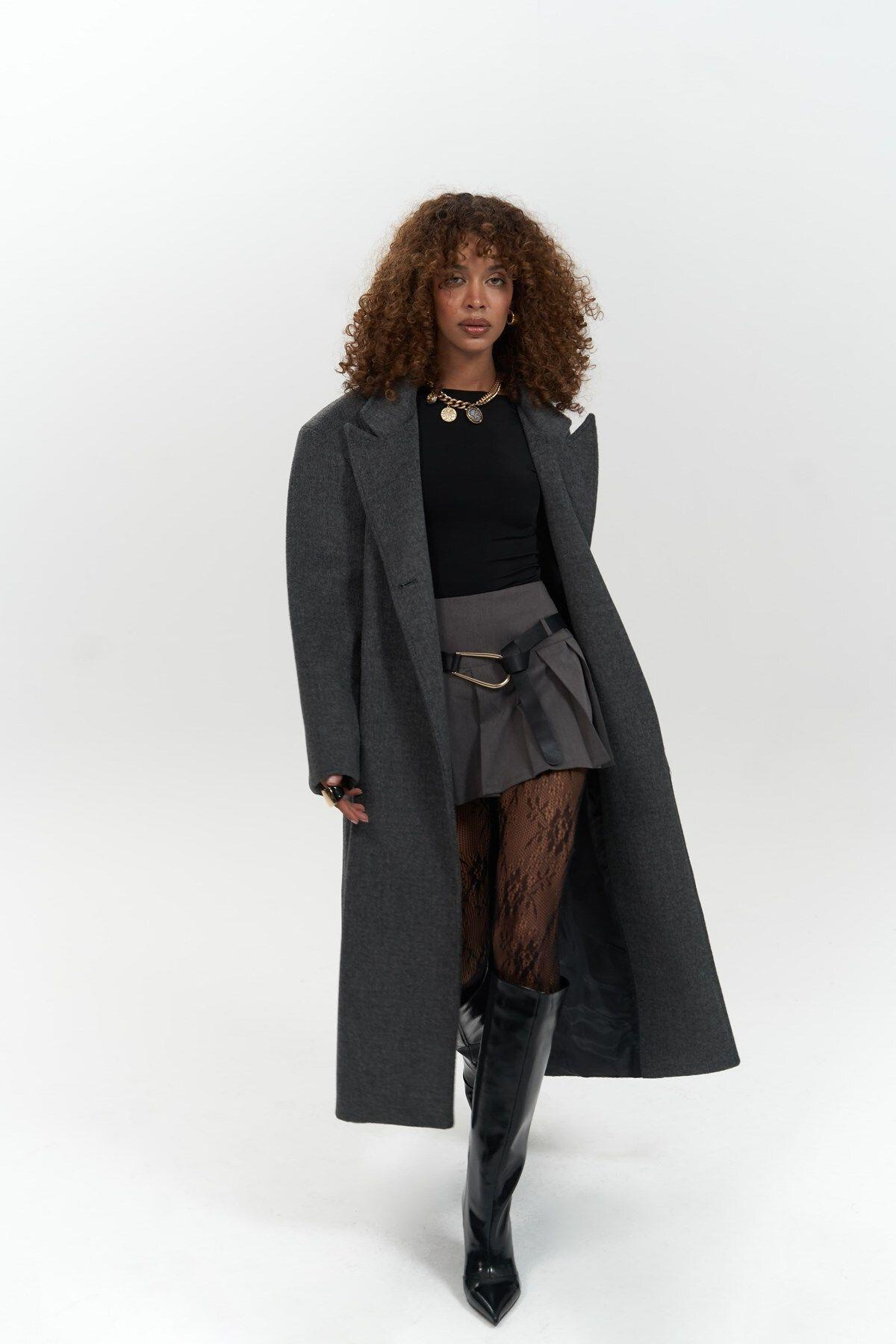Mai Collection Ophelia Anthracite Boyfriend Coat