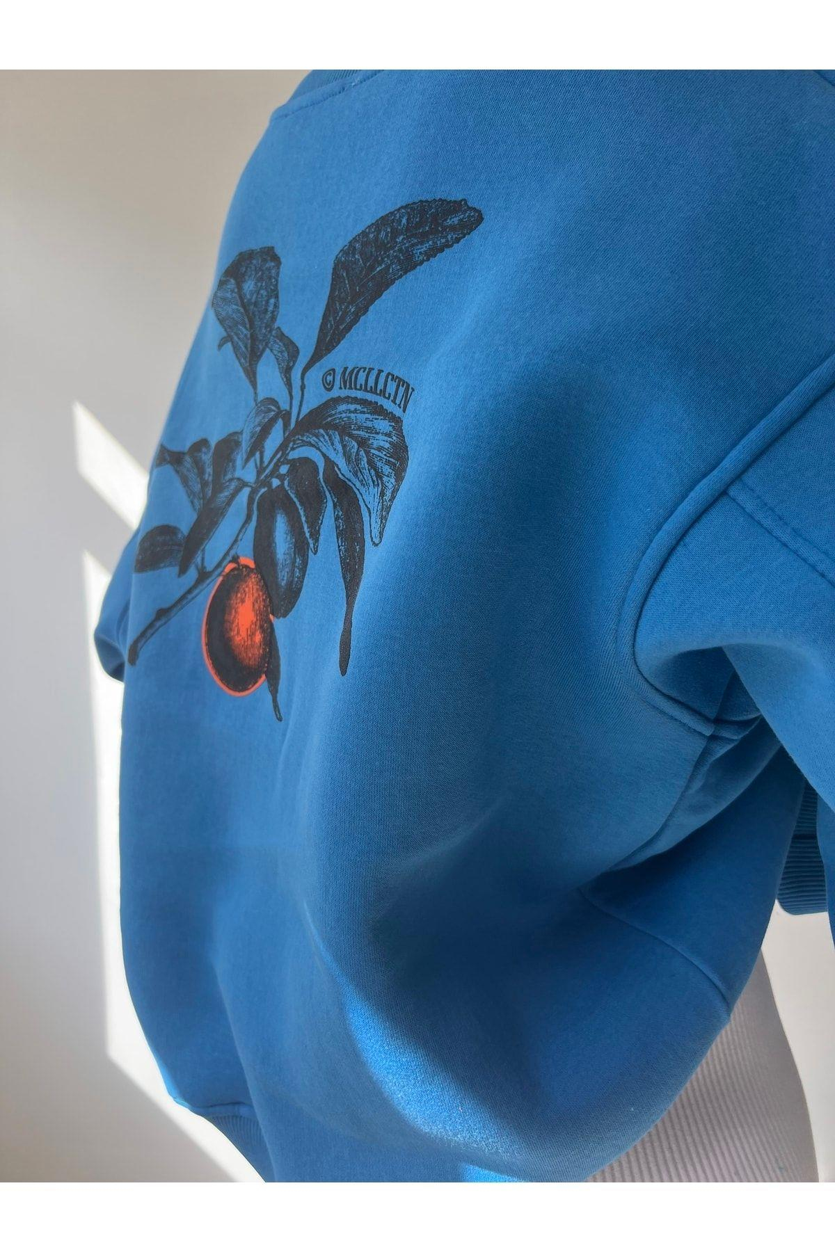 Mcllctn Orange Blue Unisex Oversized Sweatshirt