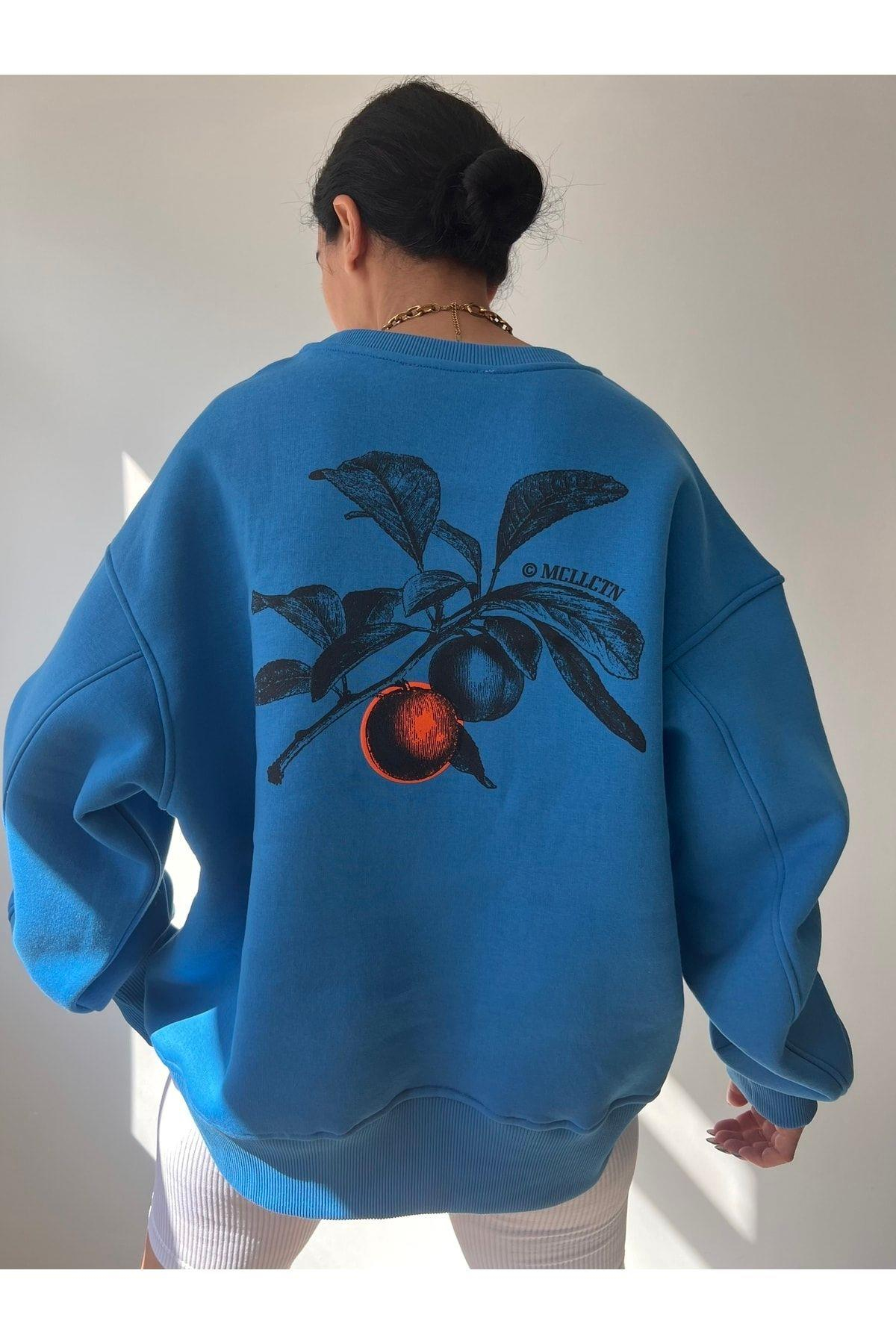 Mcllctn Orange Blue Unisex Oversized Sweatshirt