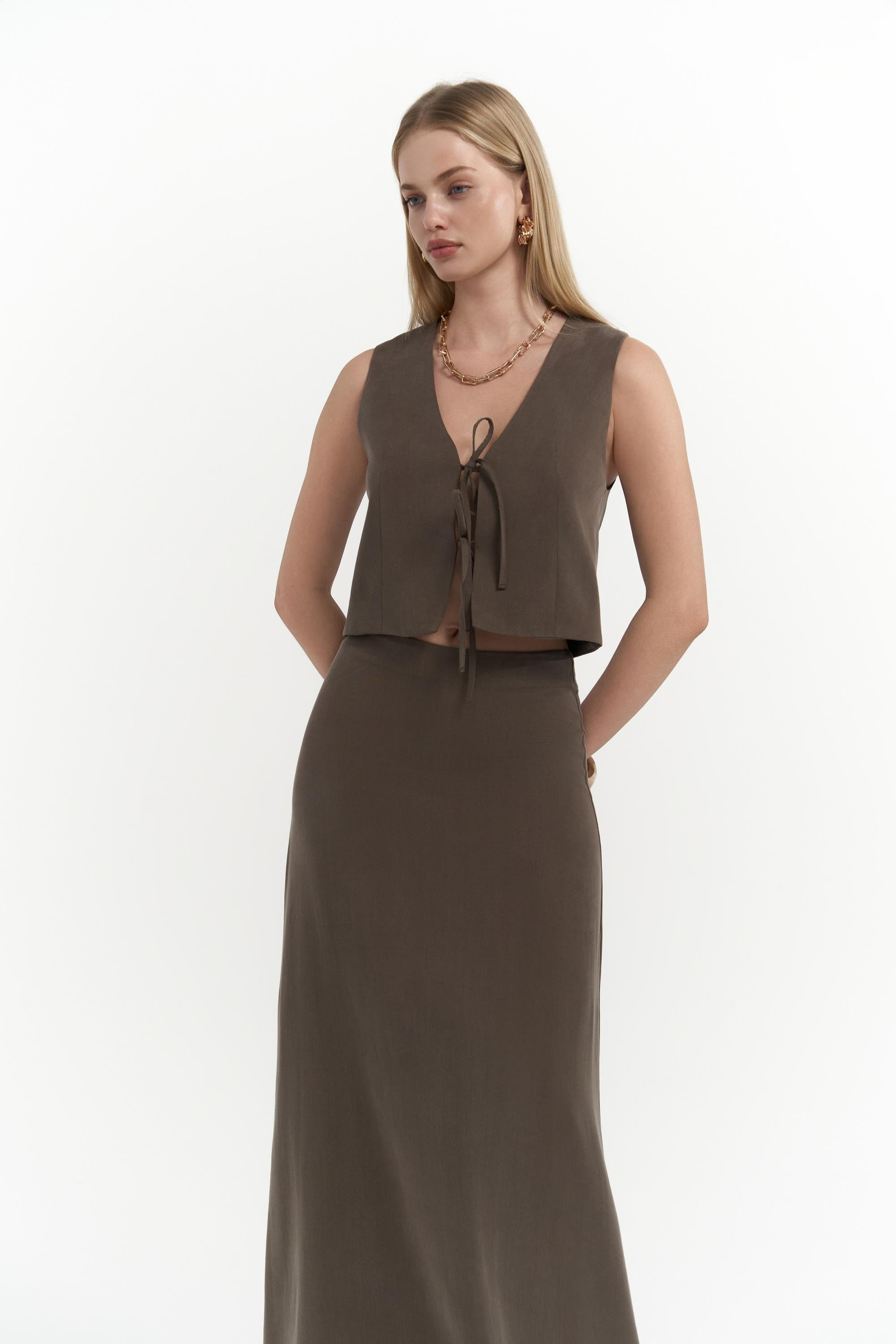 Orsha Kahve Yelek Etek Takım