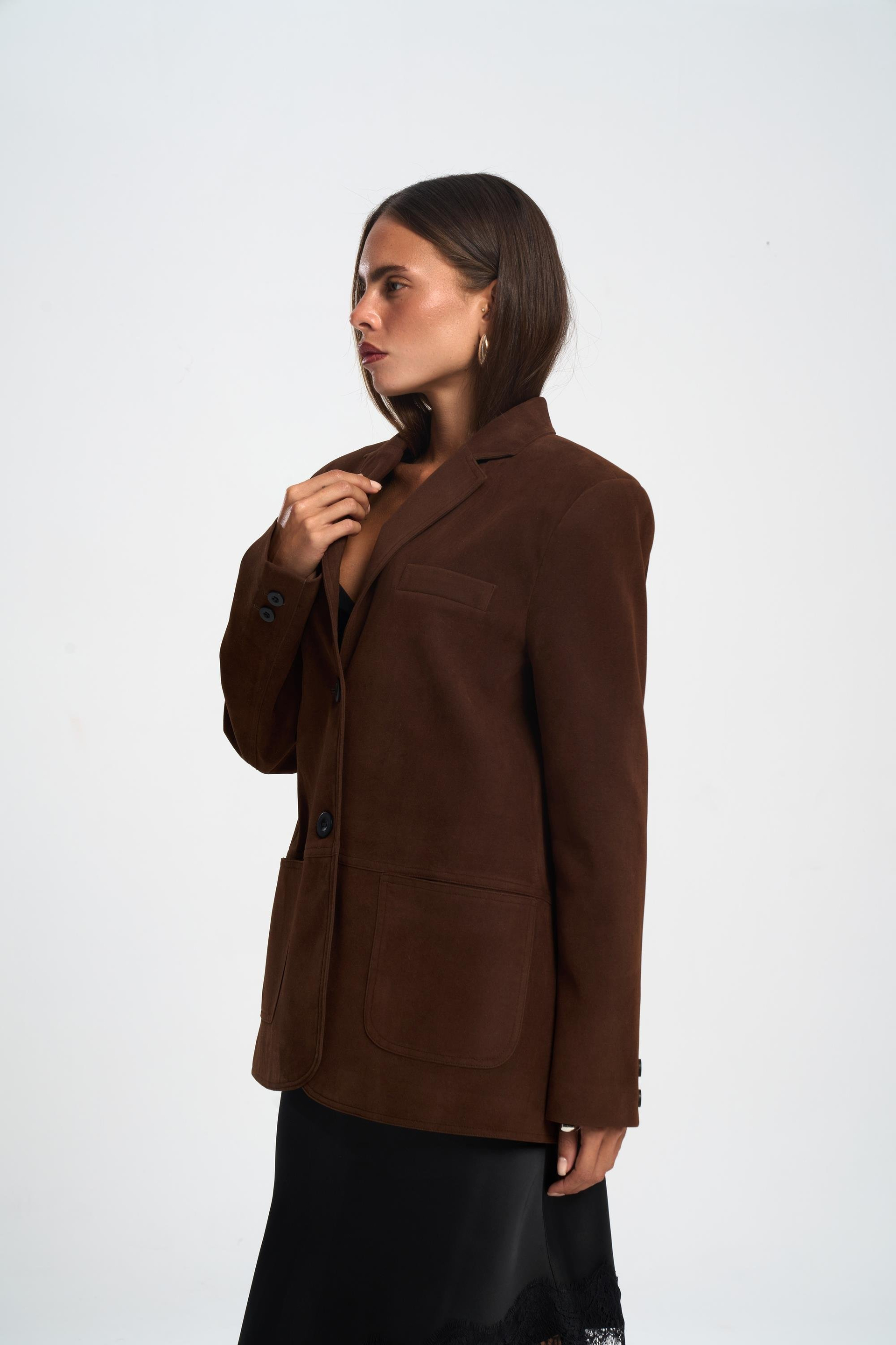 Orsina Yırtmaç Detaylı Kahve Blazer