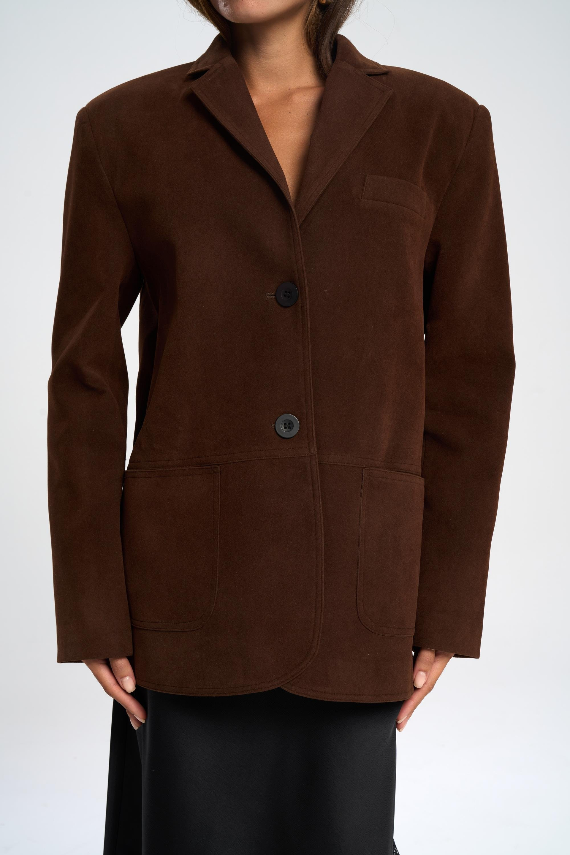 Orsina Yırtmaç Detaylı Kahve Blazer