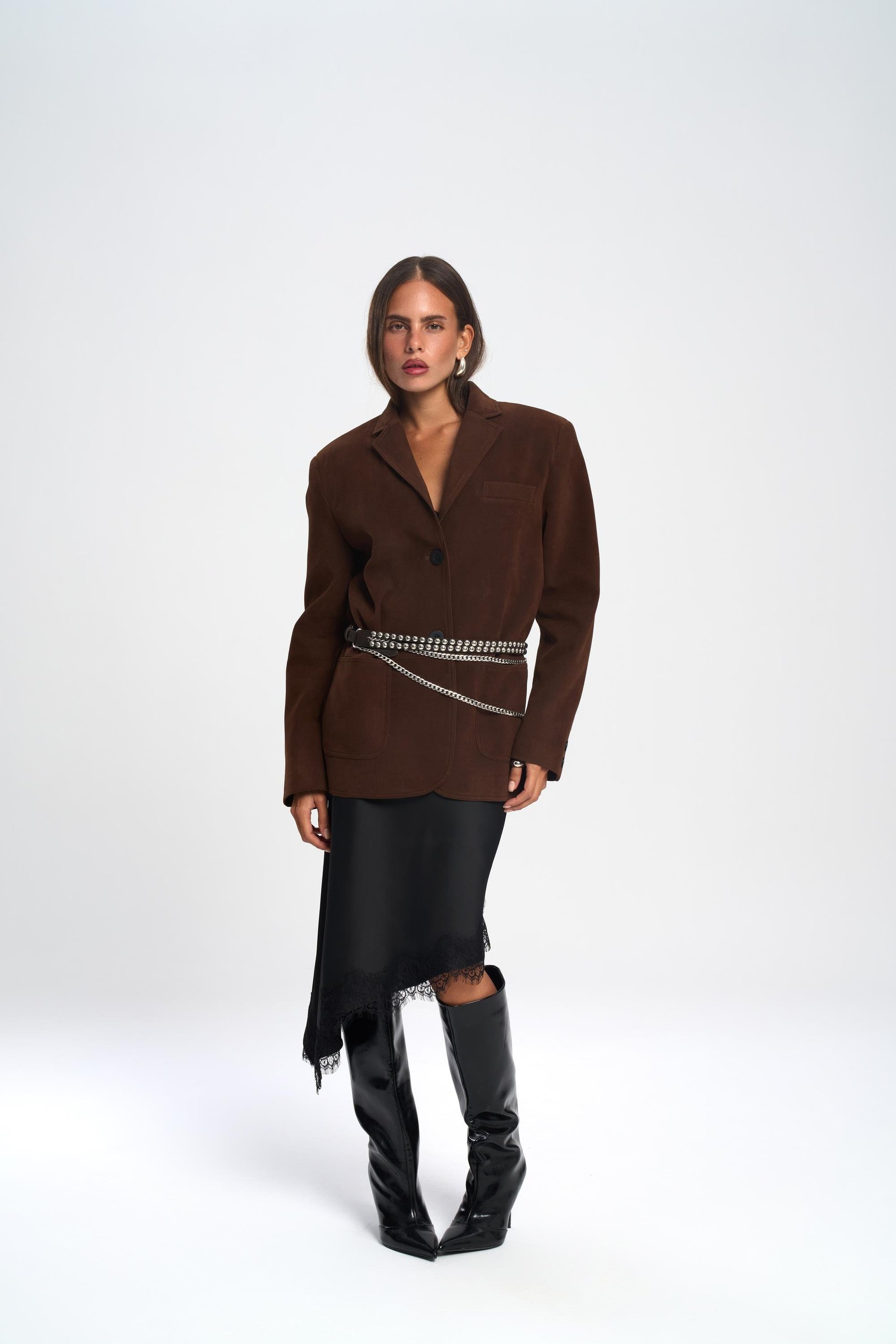 Orsina Yırtmaç Detaylı Kahve Blazer