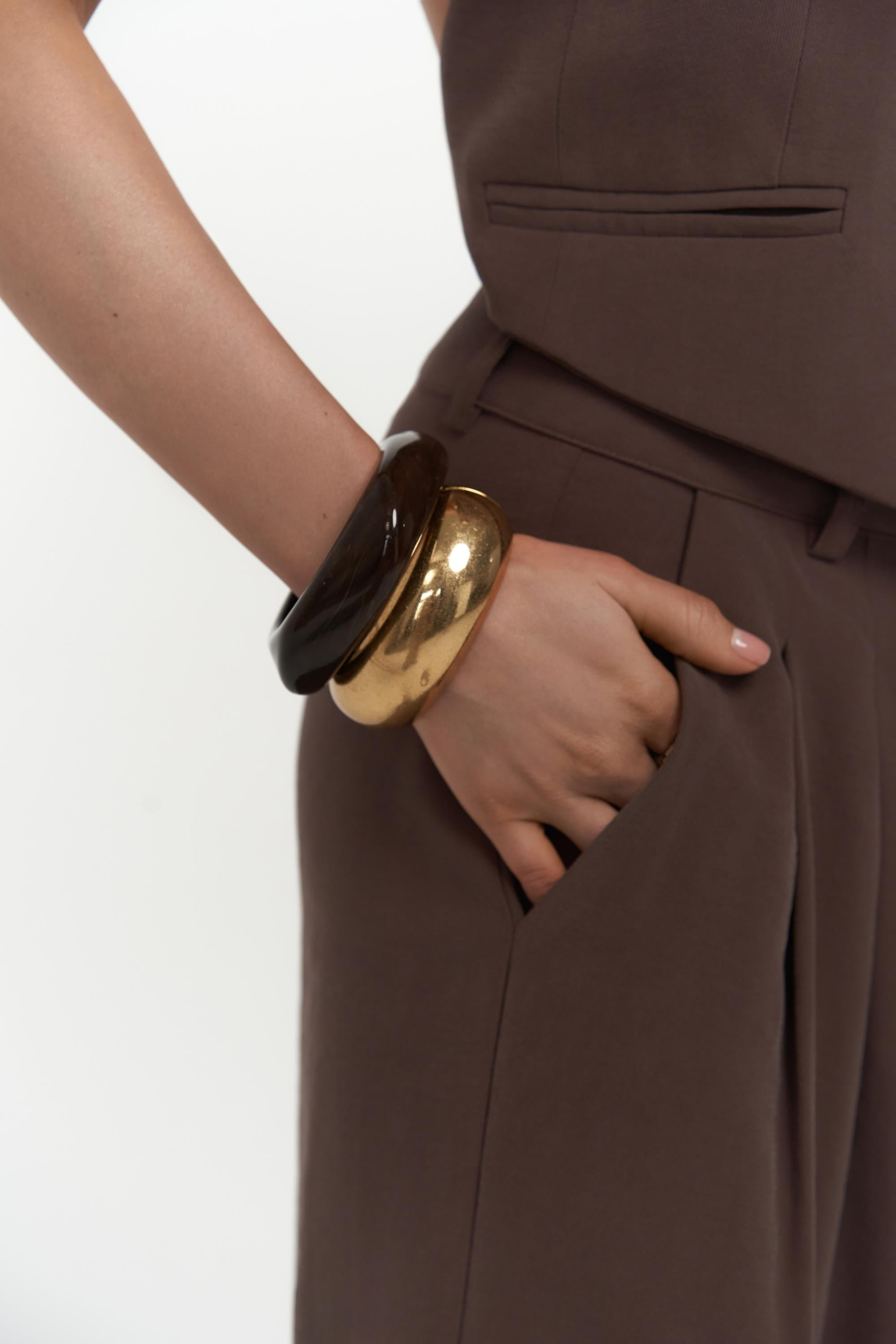 Pailey Sırt Dekolteli Kahve Yelek Pantolon Takım