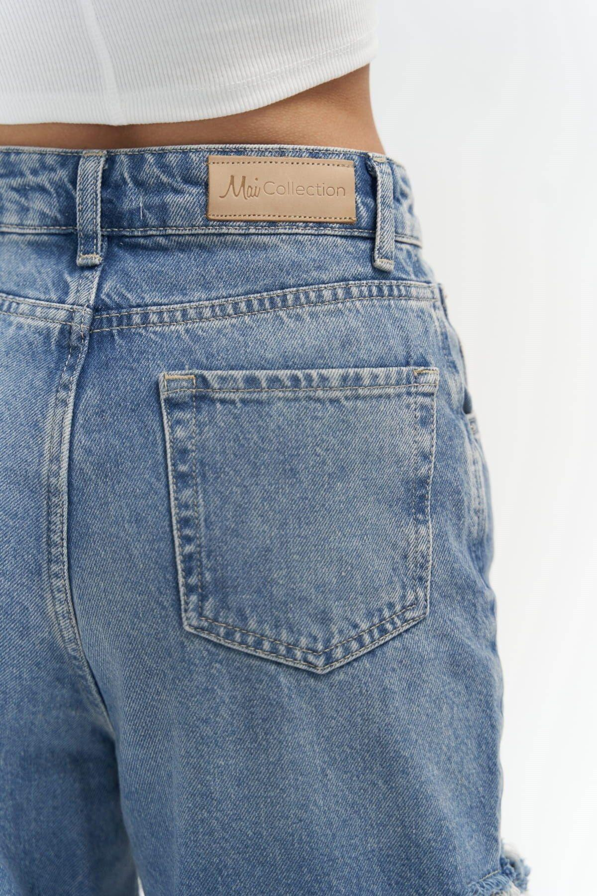 Mai Palm Blue Ripped Jeans