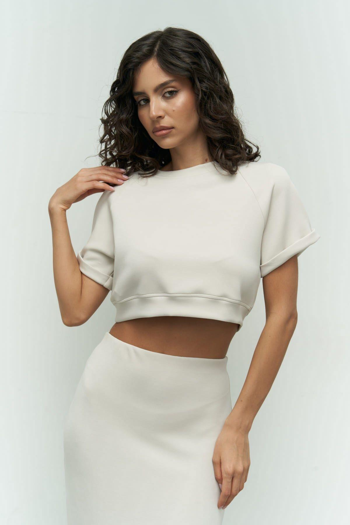 Paloma Beige Crop & Skirt Set