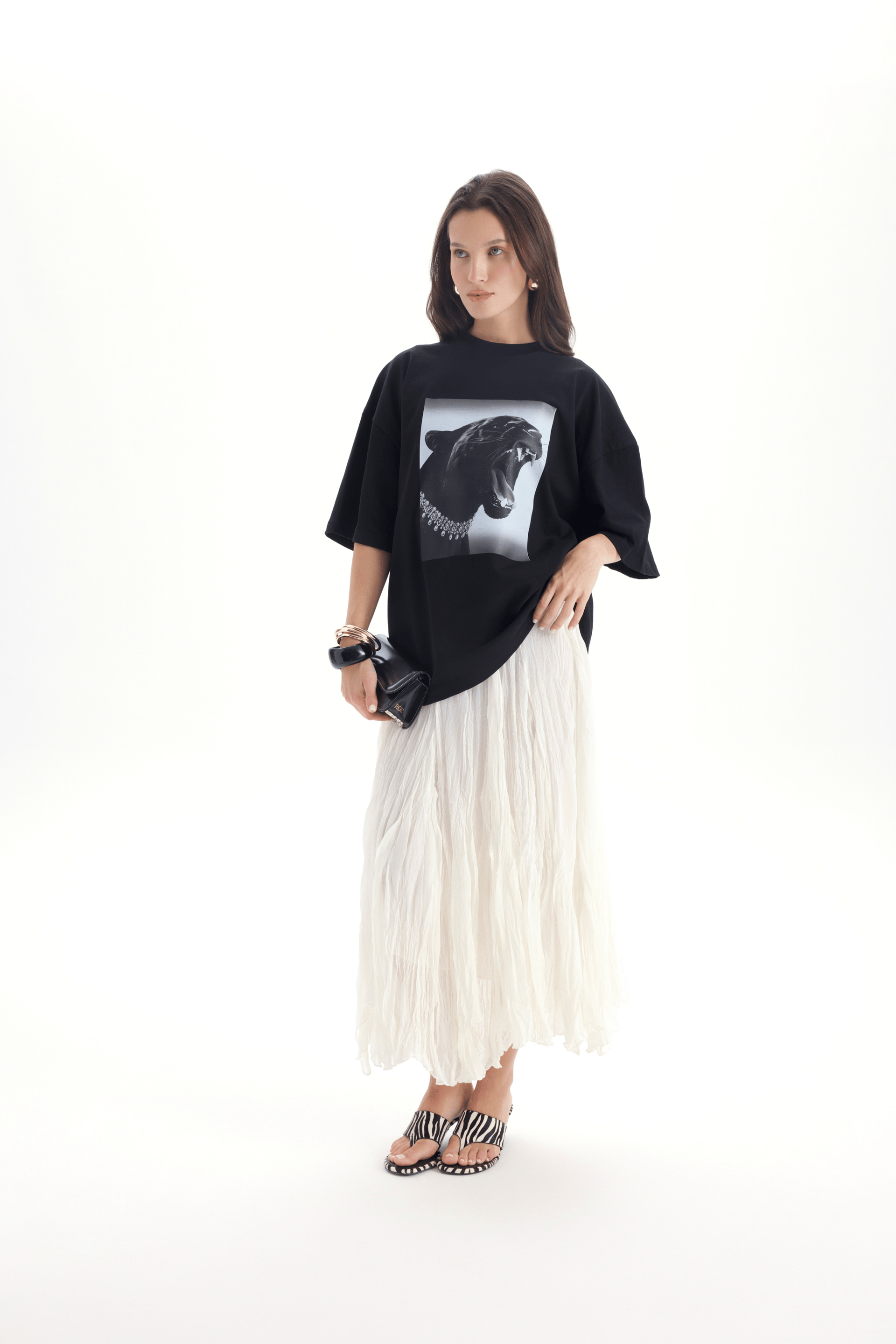 Panthera Oversize Siyah T-Shirt