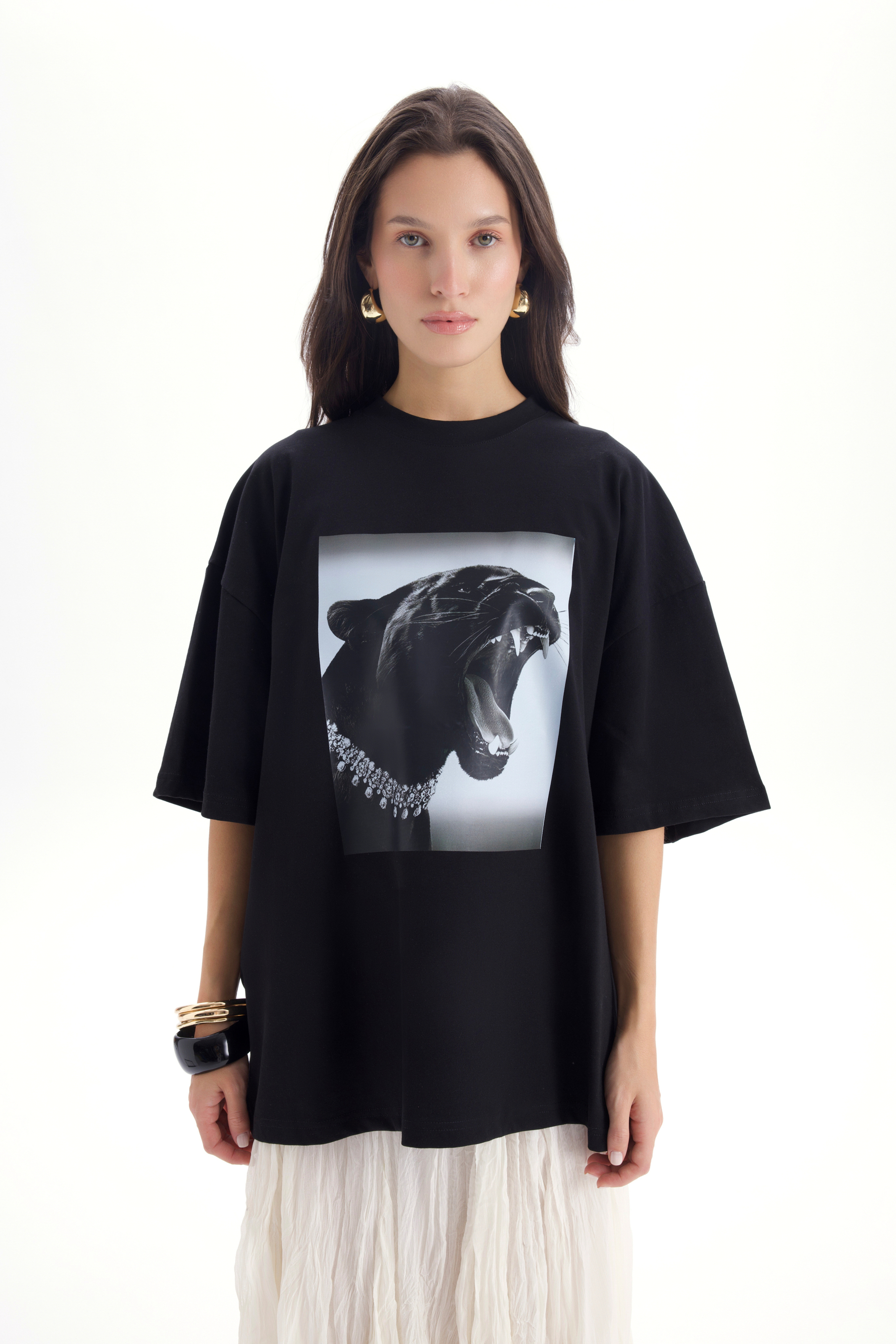 Panthera Oversize Siyah T-Shirt