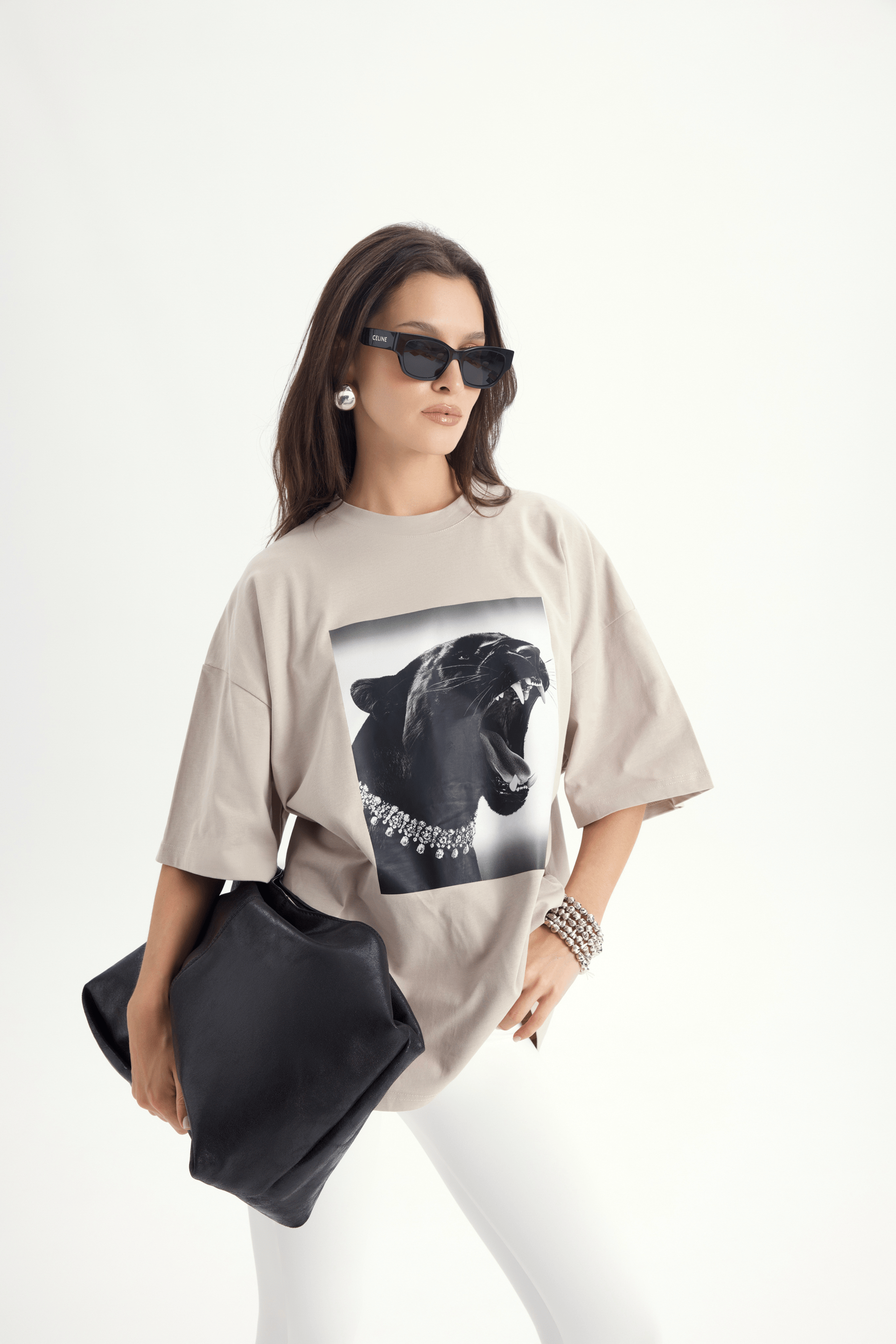 Panthera Oversize Taş T-Shirt
