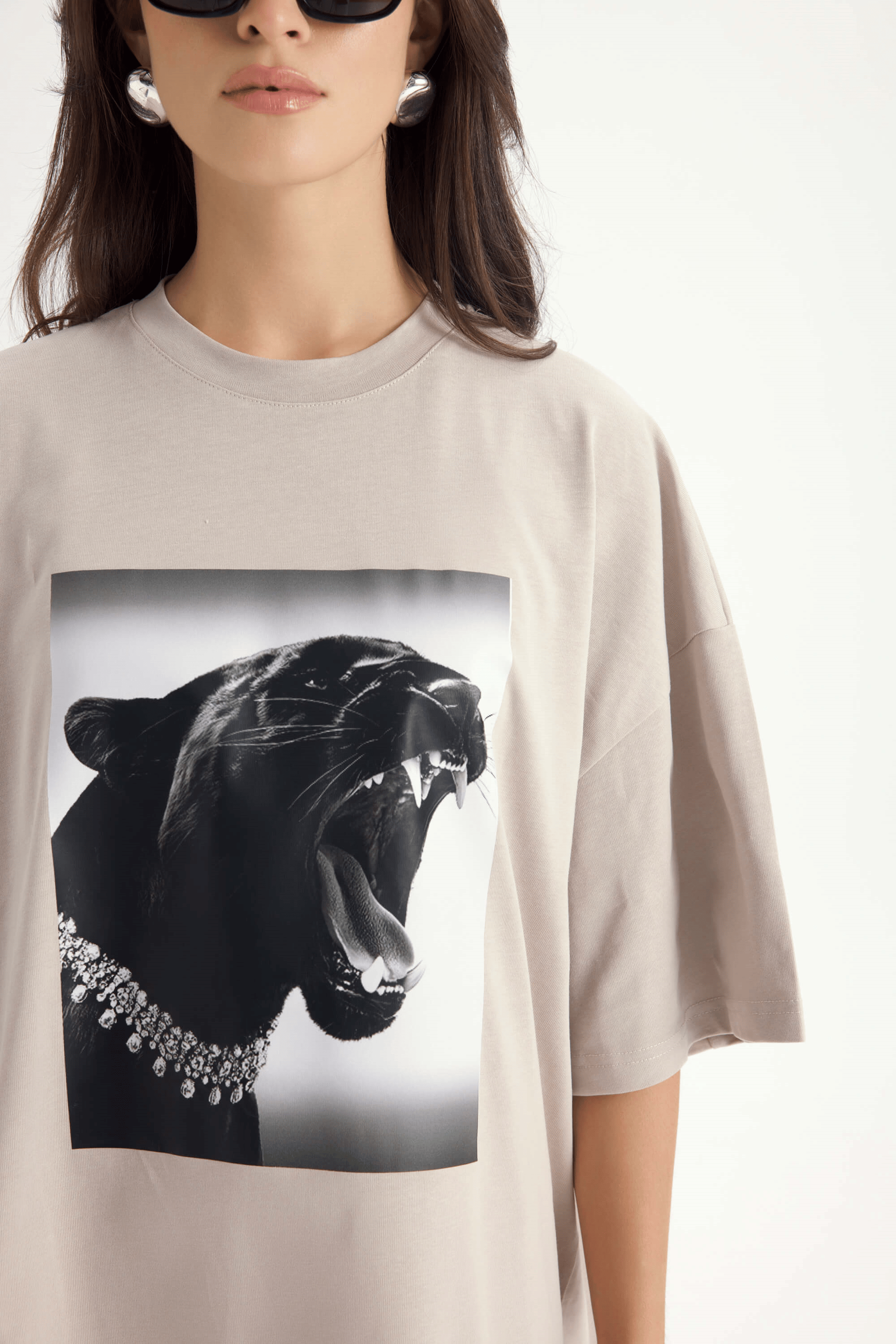 Panthera Oversize Taş T-Shirt