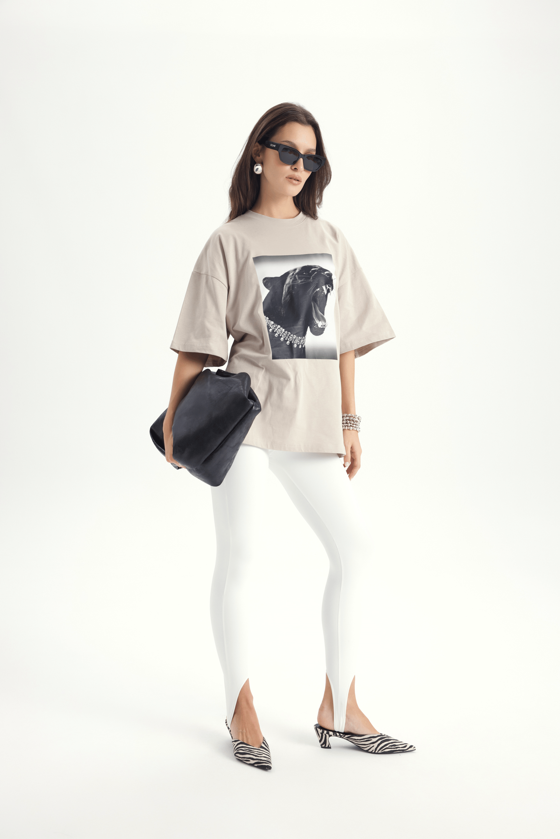 Panthera Oversize Taş T-Shirt